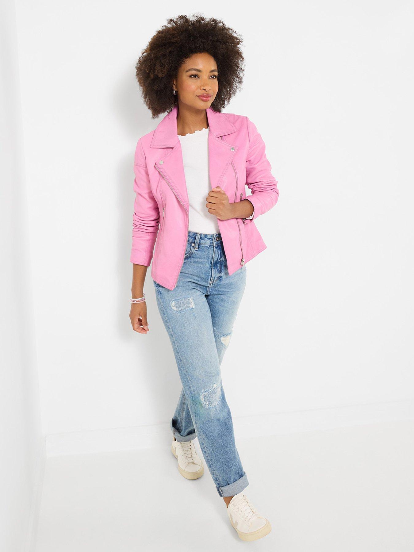 Image 3 of 5 of Joe Browns Pretty In Leather Collared Biker Jacket - Pink