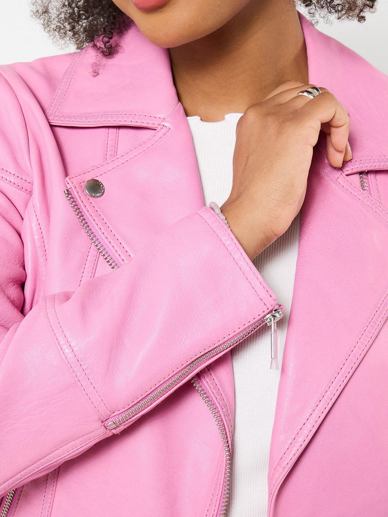 Image 4 of 5 of Joe Browns Pretty In Leather Collared Biker Jacket - Pink
