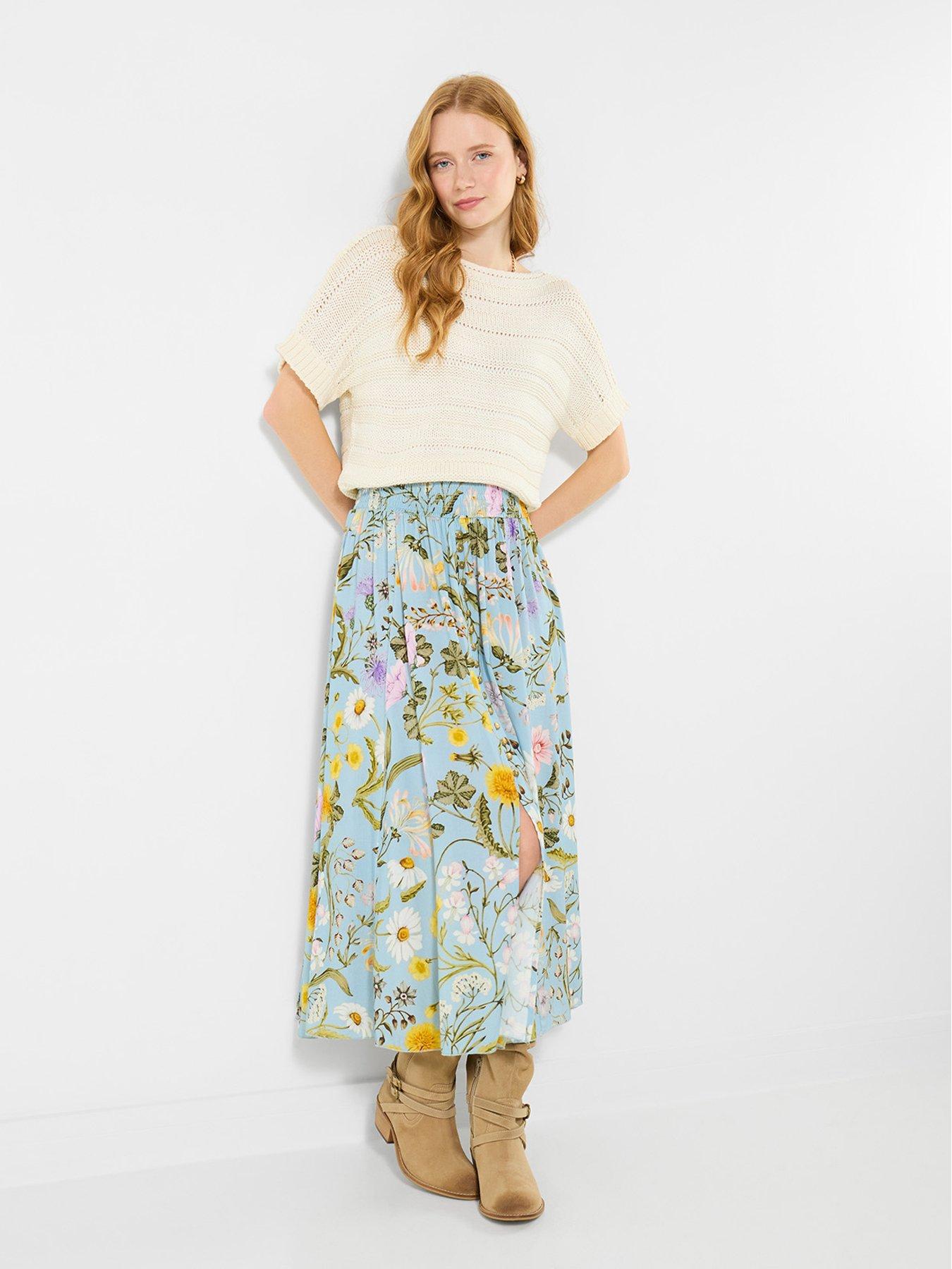 Image 4 of 7 of Joe Browns Spring Meadow Button Front Midi Skirt - Blue