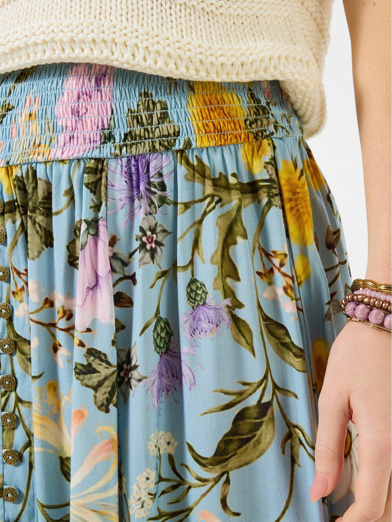 Image 6 of 7 of Joe Browns Spring Meadow Button Front Midi Skirt - Blue