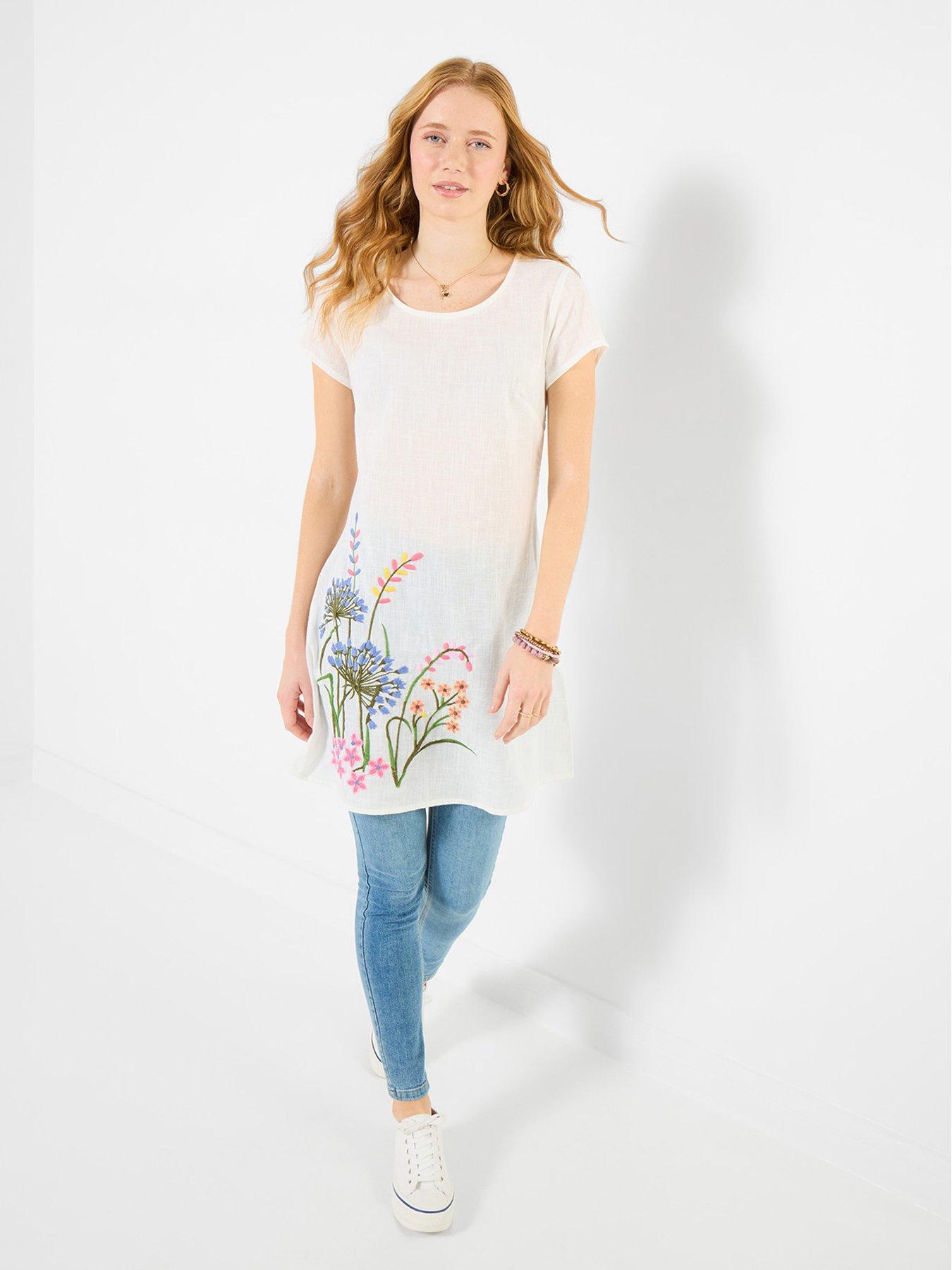 Joe Browns Spring Meadow Embroidered Tunic Top - White | Very
