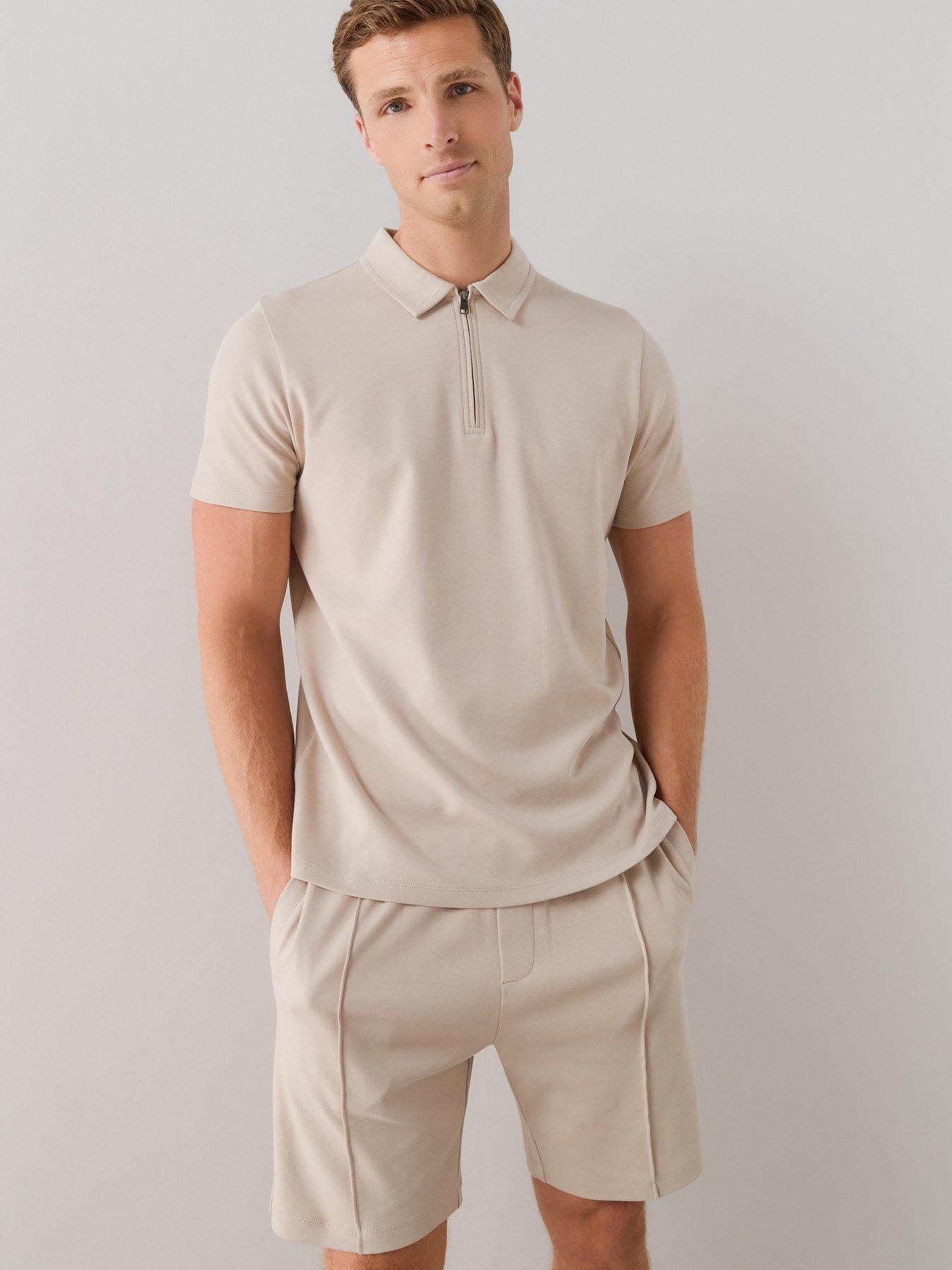 The Very Collection Pure Cotton Interlock Polo  &  Shorts Set - Beige