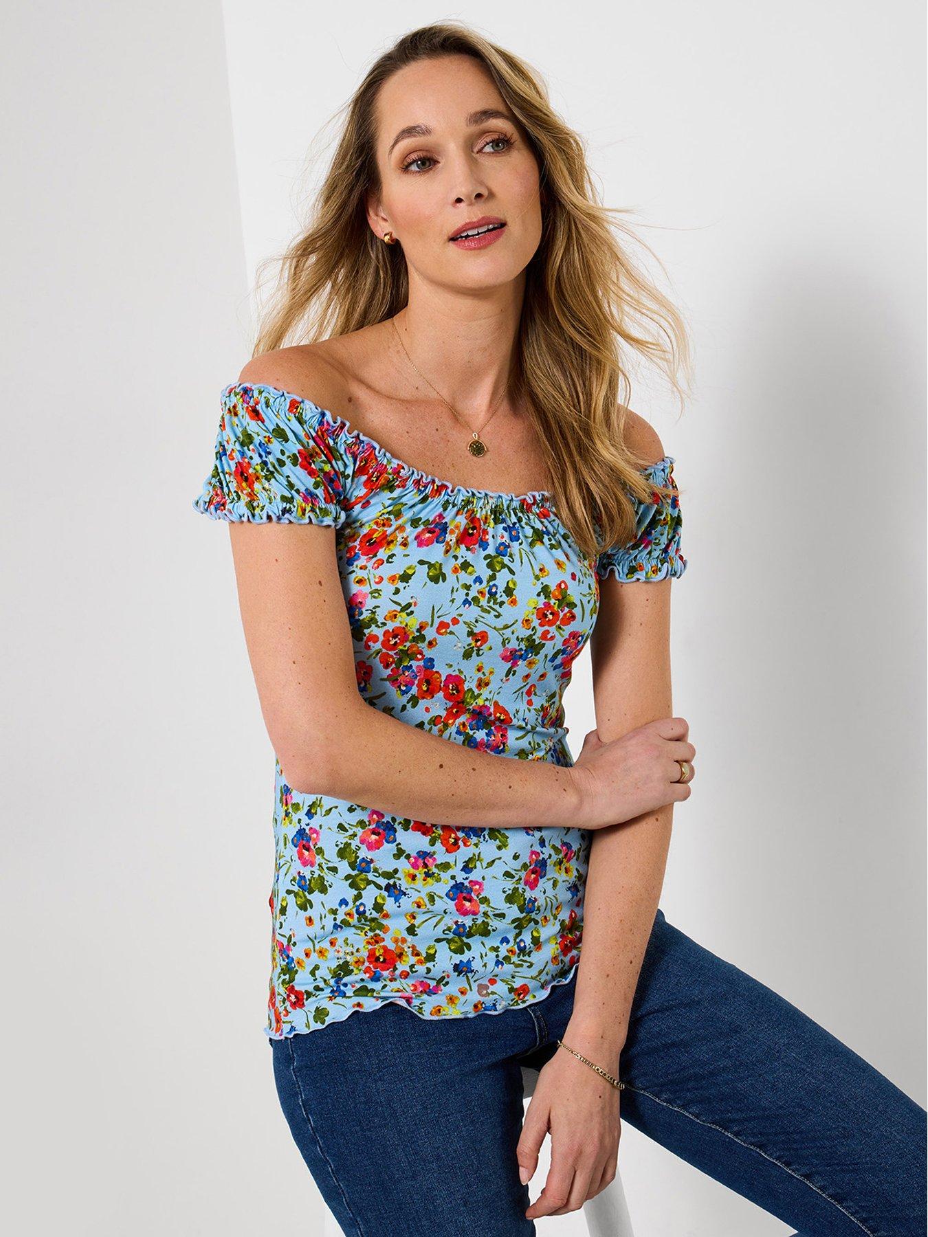 Joe Browns Ditsy Dream Printed Boho Top - Blue