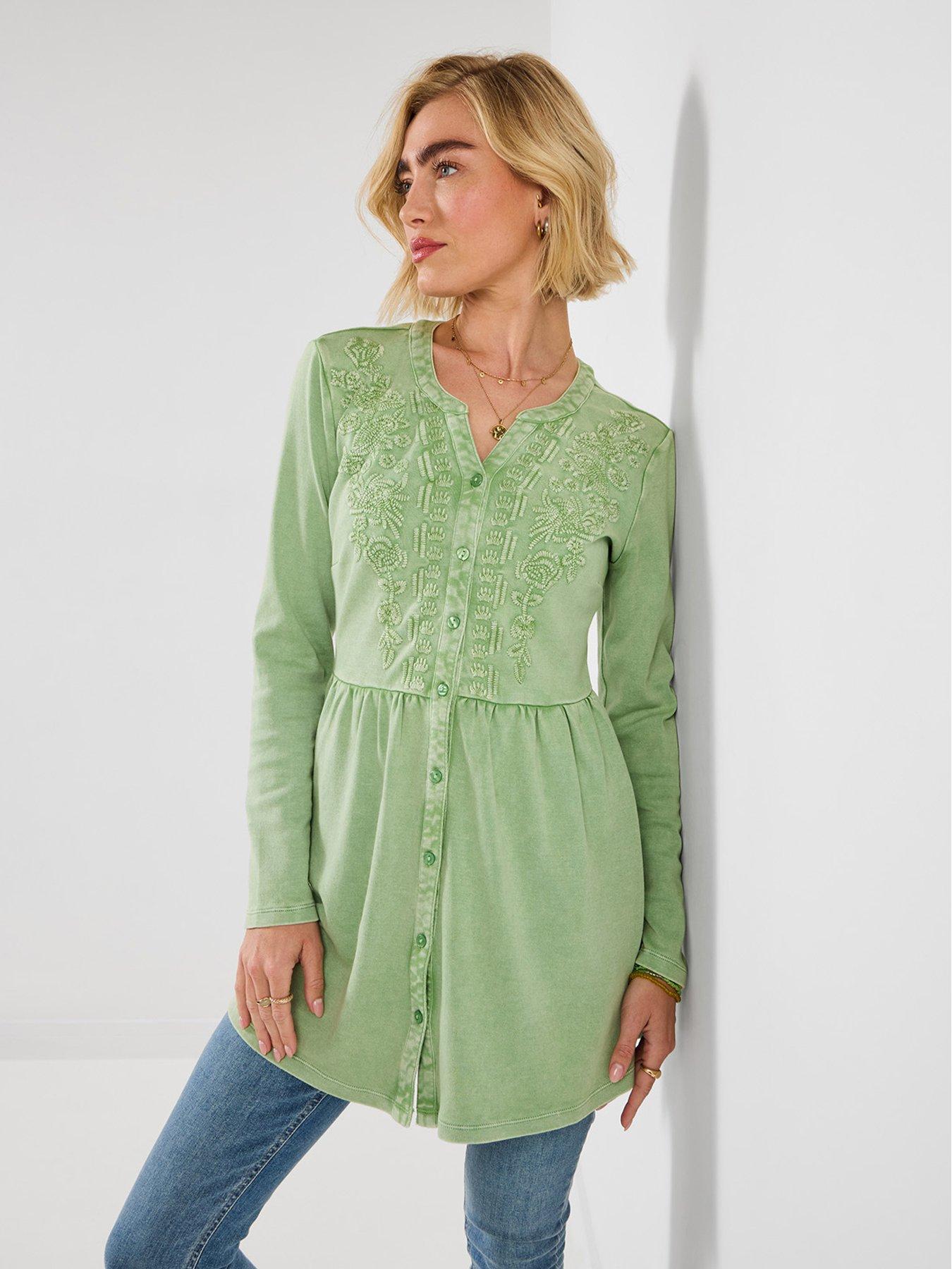 Joe Browns Pretty In Pink Jersey Tunic Top - Green