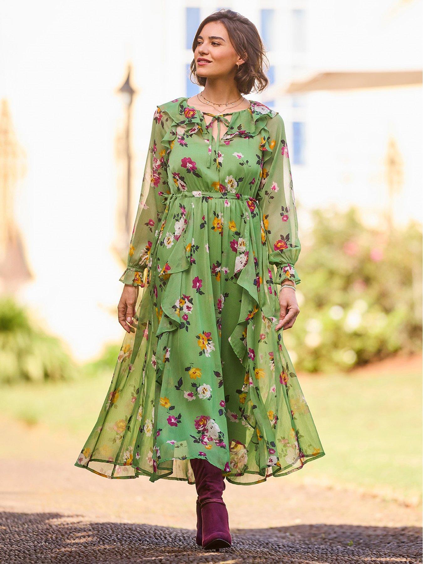 Joe Browns Daydreamer Printed Georgette Dress - Green