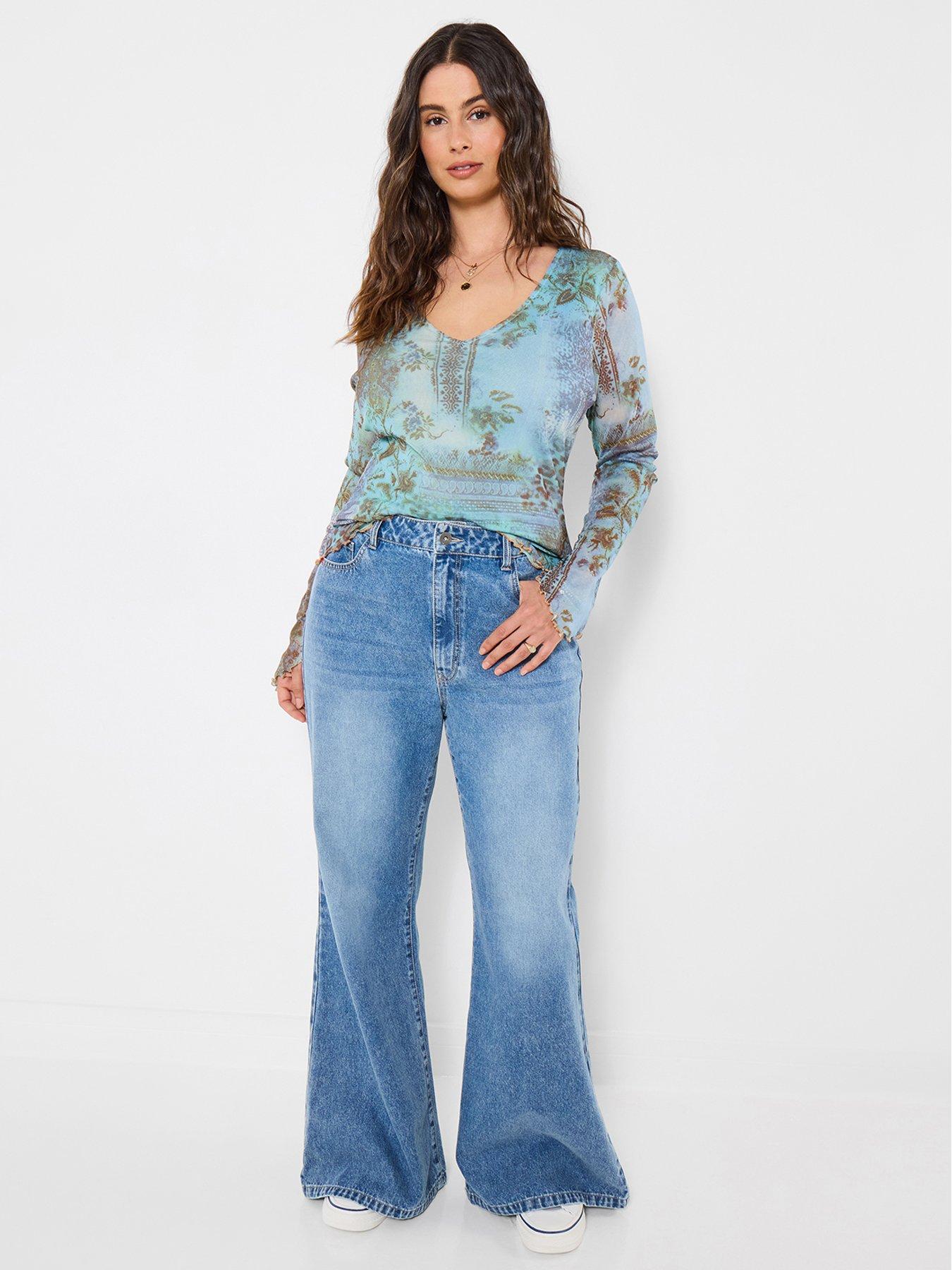 Image 1 of 6 of Joe Browns Summer Joy Long Sleeve Mesh Top - Blue