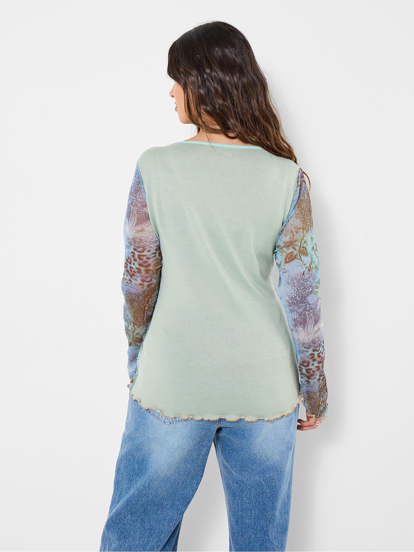 Image 2 of 6 of Joe Browns Summer Joy Long Sleeve Mesh Top - Blue