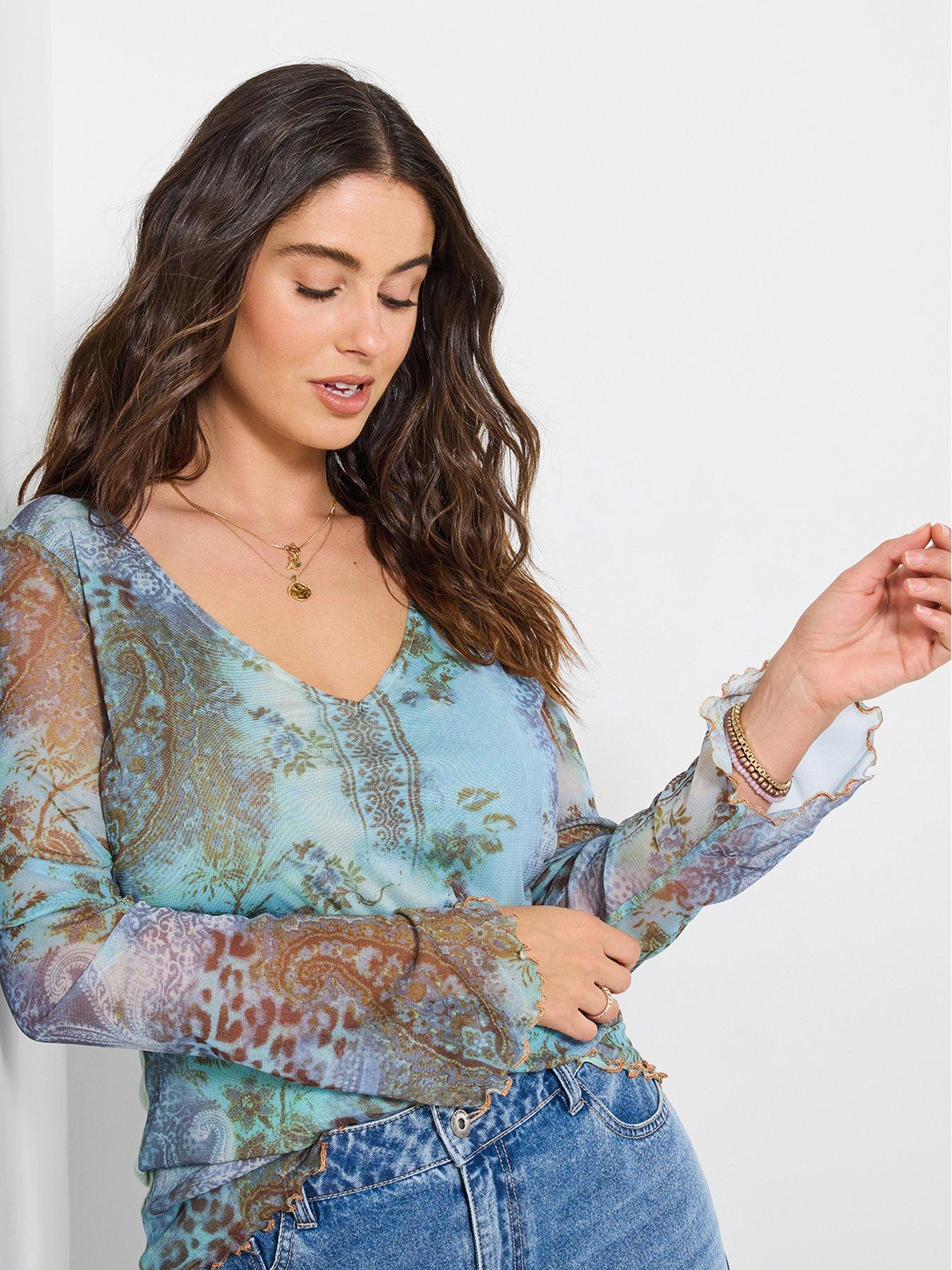 Image 3 of 6 of Joe Browns Summer Joy Long Sleeve Mesh Top - Blue