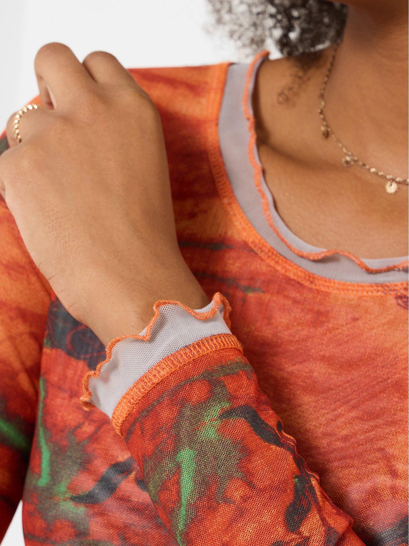 Image 4 of 6 of Joe Browns Darcie Long Sleeve Mesh Top - Orange