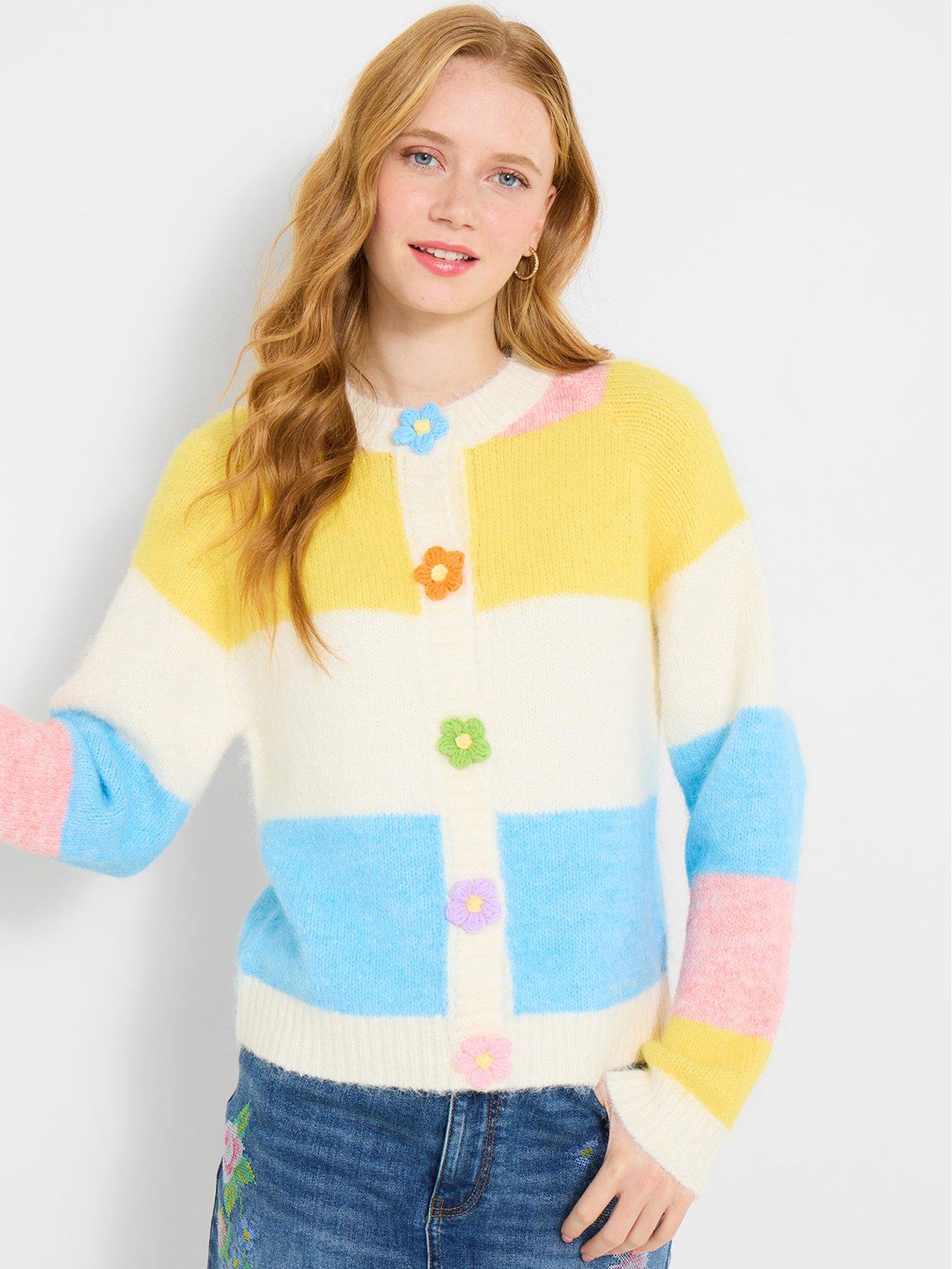 Image 1 of 5 of Joe Browns Lola Flower Button Stripe Cardigan - Multi
