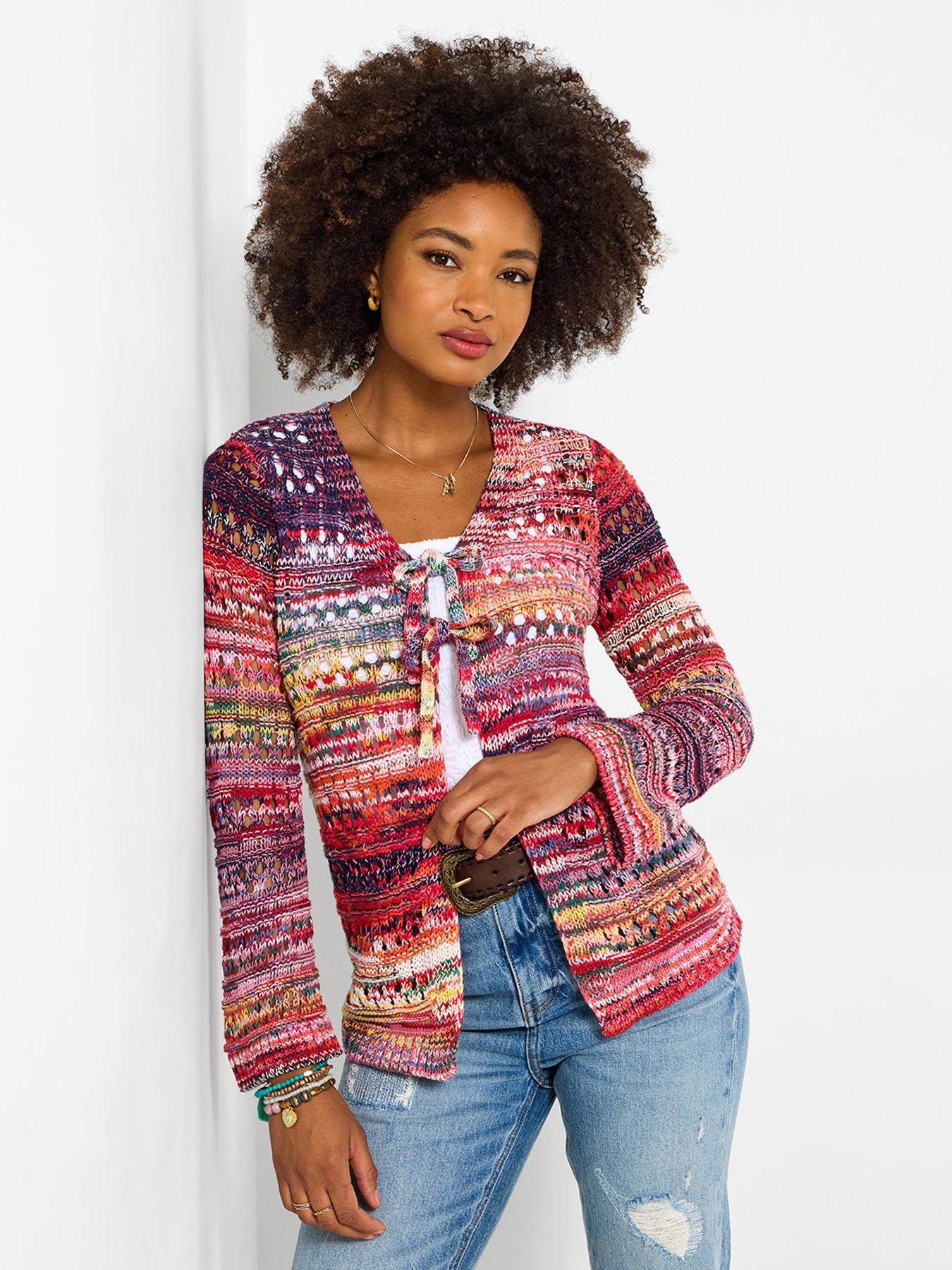 Joe Browns Alessa Open Knit Tie Front Cardigan - Red