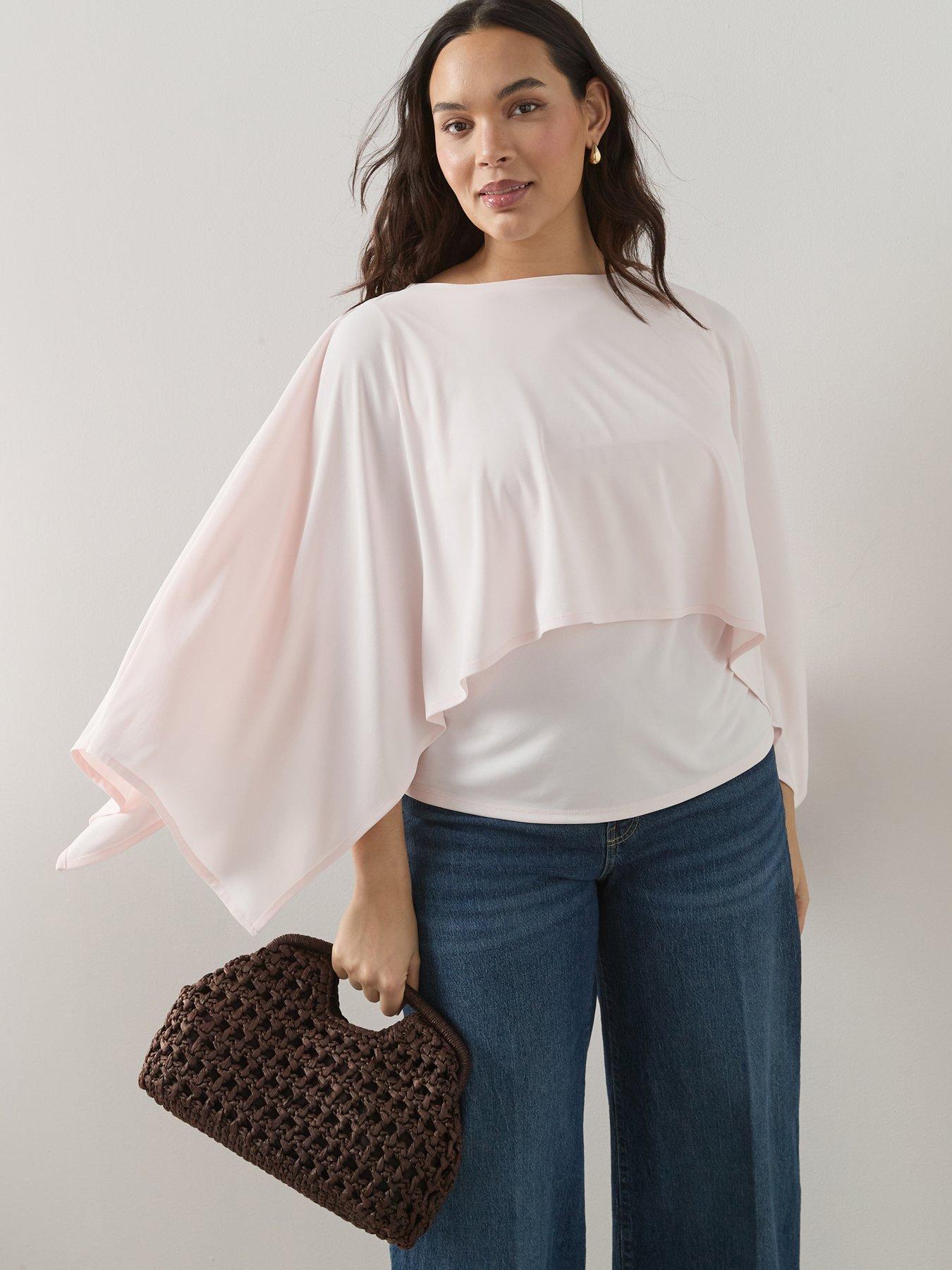 The Very Collection Curve Cape Stretch Top - Pale pink