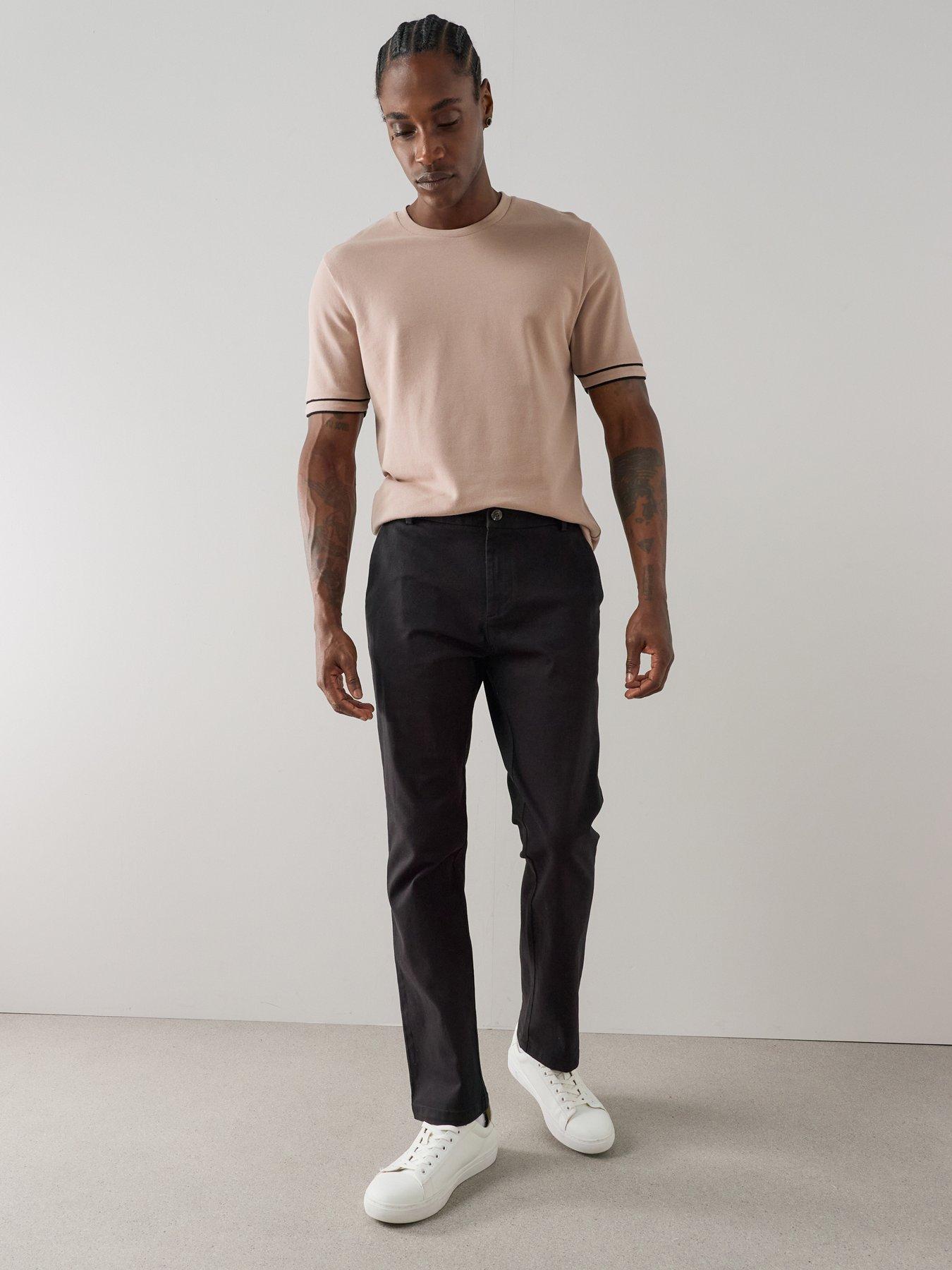 Image 1 of 7 of The Very Collection Slim Stretch Cotton Rich Chino Trousers - Black