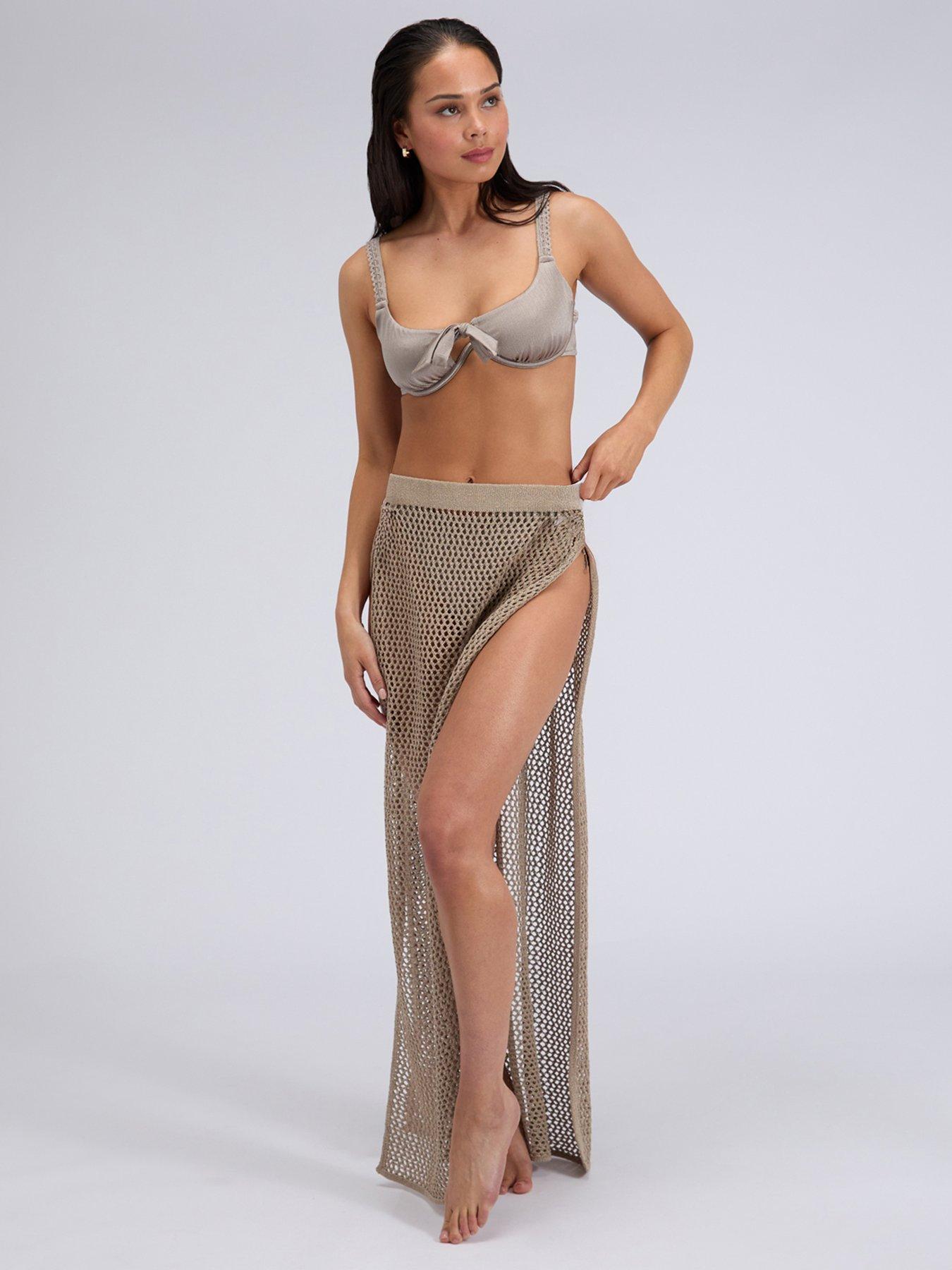 Image 3 of 5 of Boux Avenue Knitted Side Split Skirt - Neutral