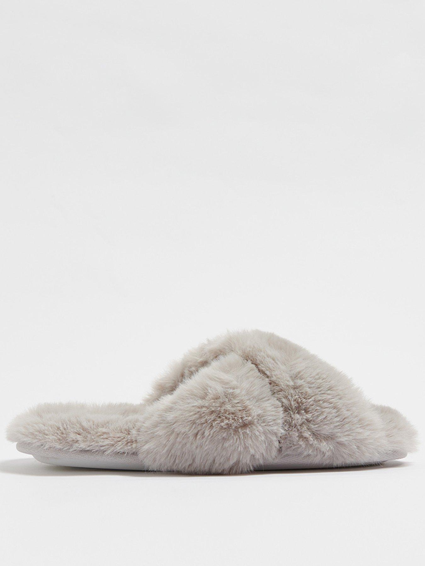 Boux Avenue Cross Band Slider Slippers - Grey