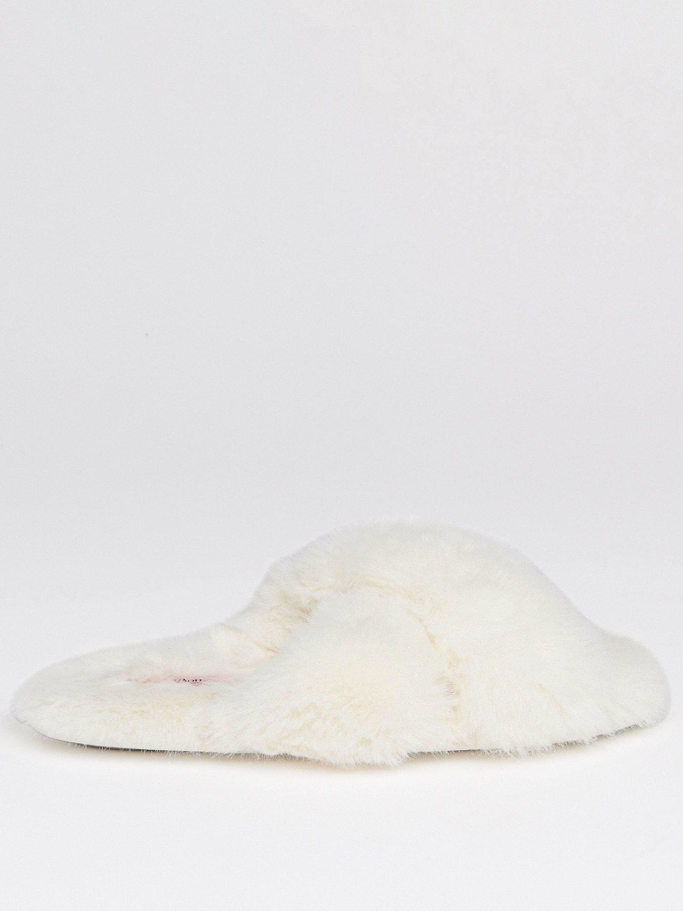 Boux Avenue Cross Band Slider Slippers - Ivory - White