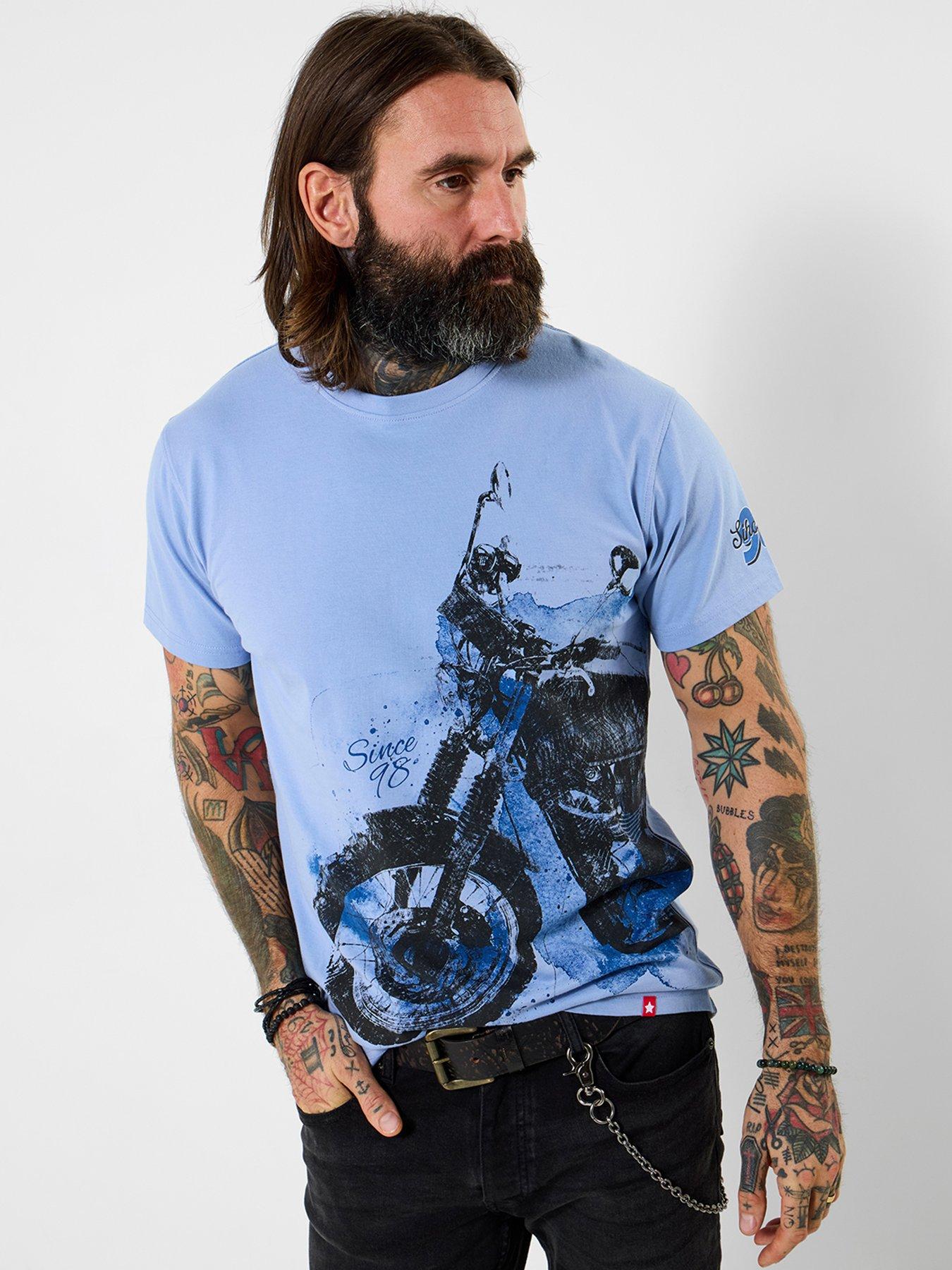 Joe Browns Side Sketch Bike T-Shirt, Blue, Size S, Men