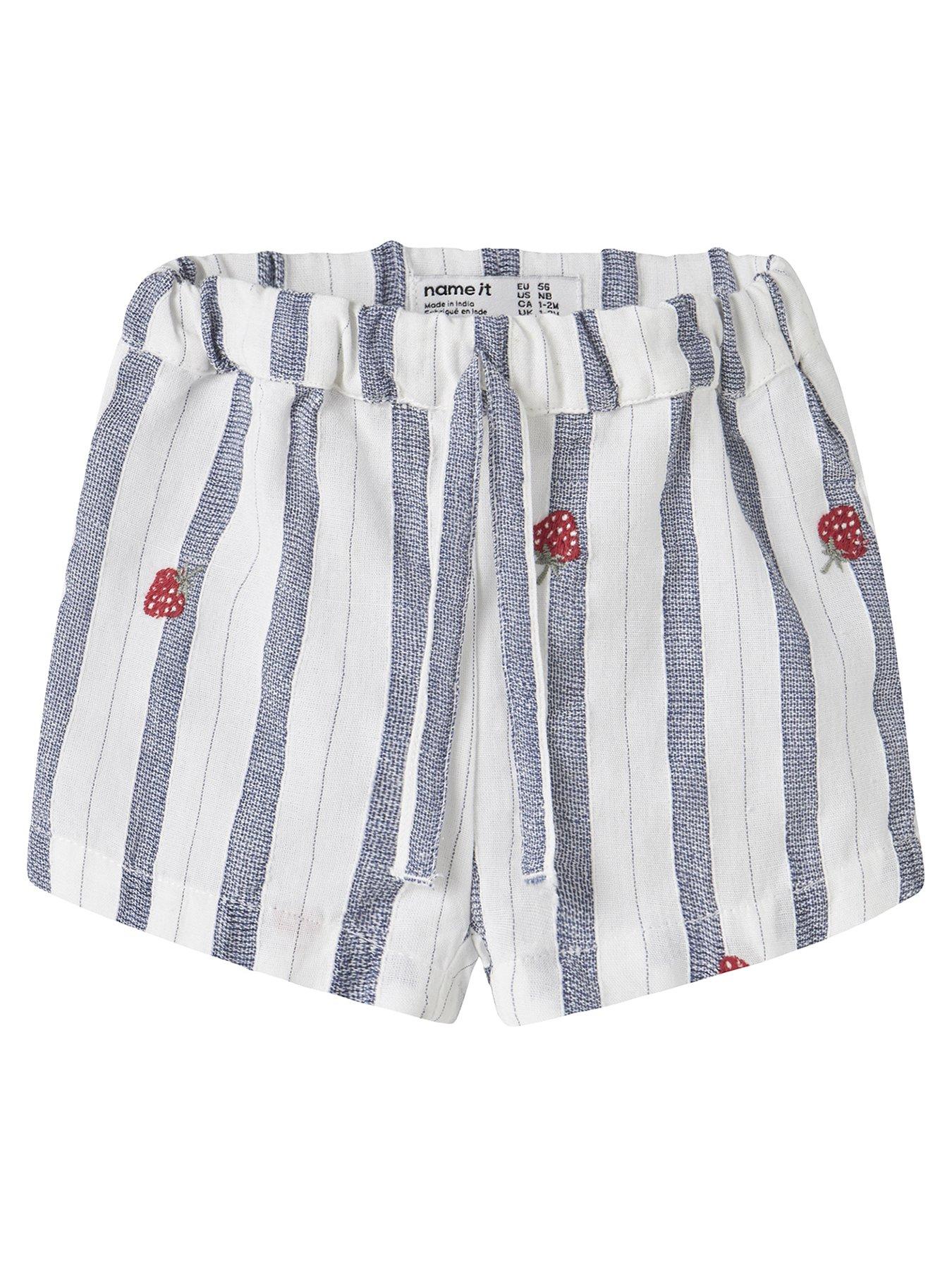 Name It Mini Girls Strawberry Stripe Shorts, Purple Impression, Size Age: 1.5-2 Years