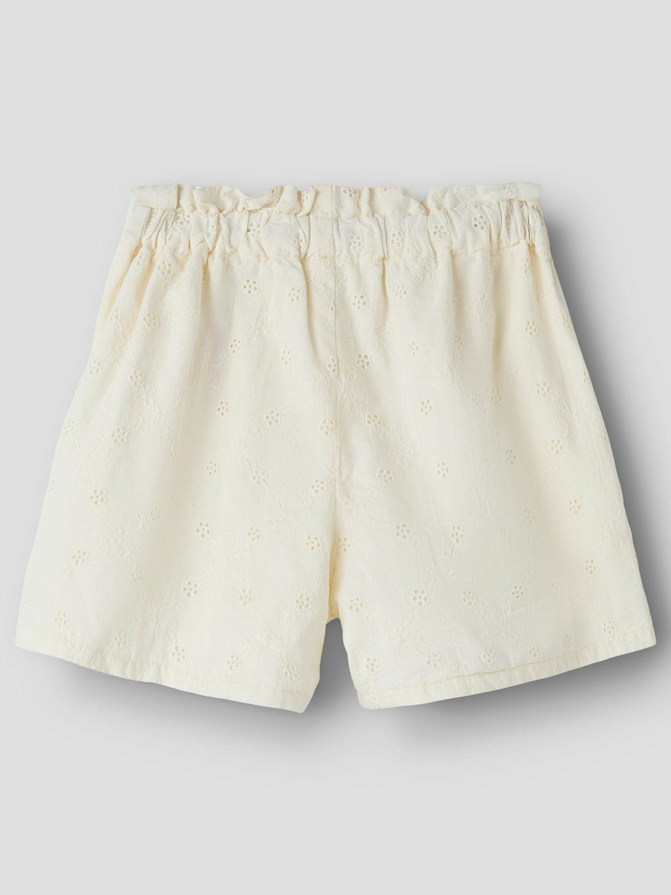 Image 2 of 3 of Lil Atelier Mini Girls Sibling Woven Co-ord Shorts - Light Yellow
