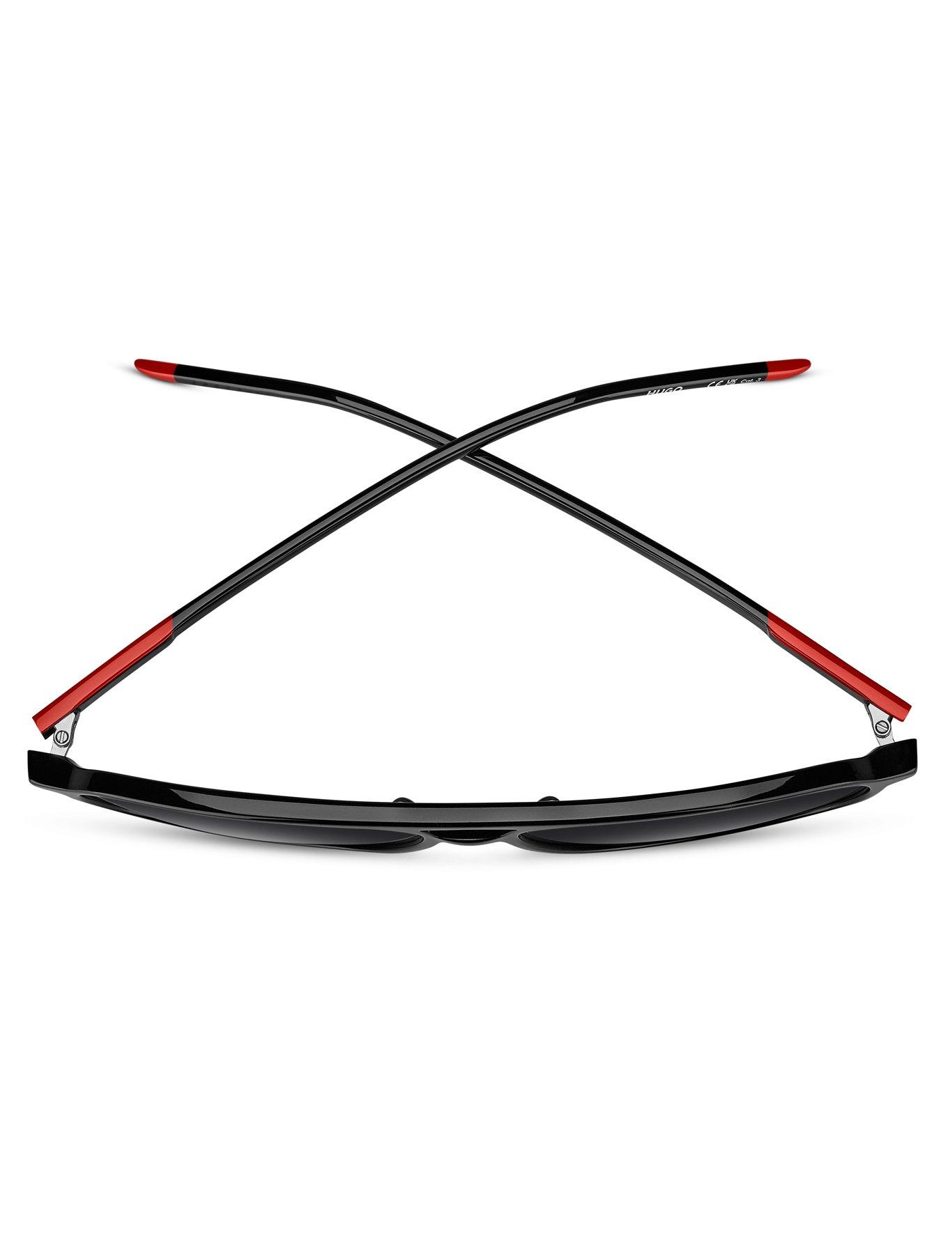 Image 4 of 5 of HUGO Square Double Bridge Sunglasses- Black