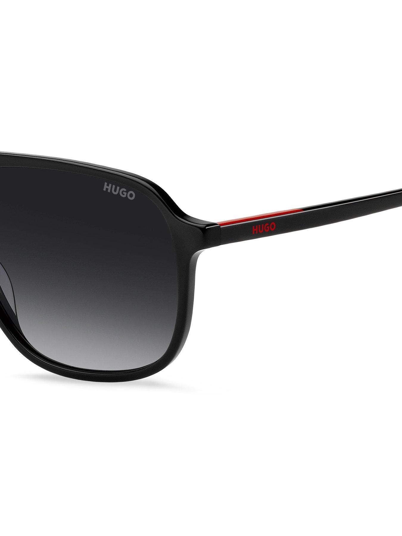 Image 5 of 5 of HUGO Square Double Bridge Sunglasses- Black