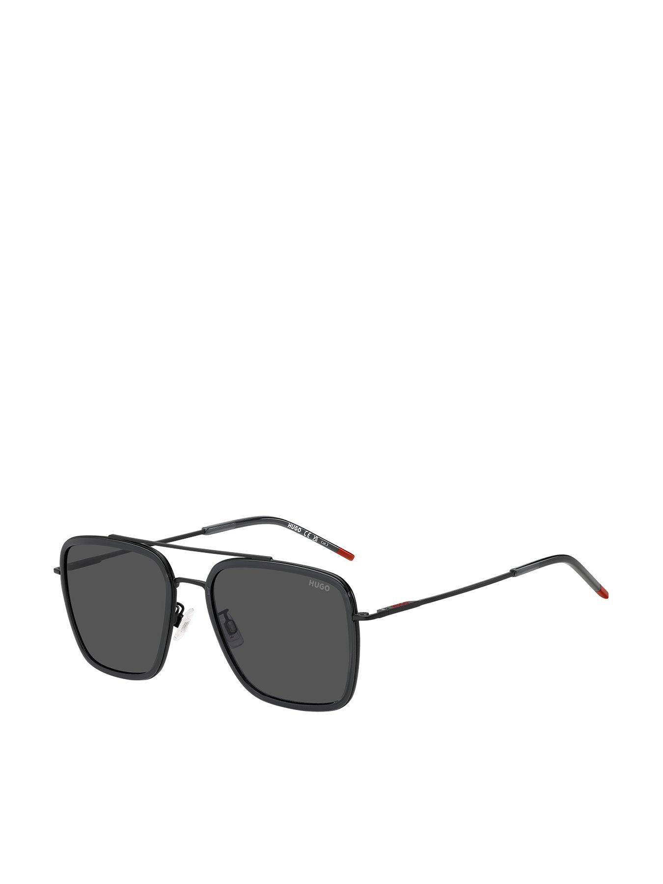 HUGO Square Double Bridge Sunglasses- Grey