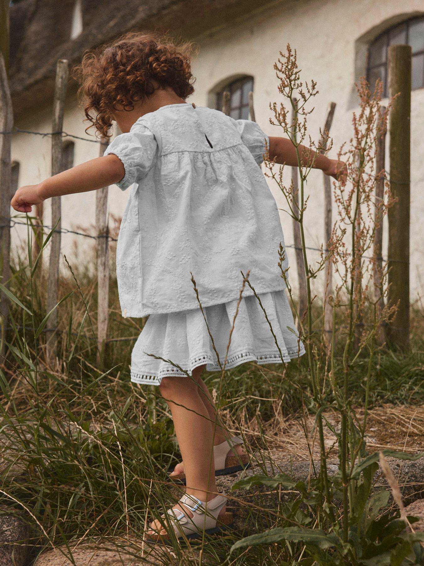 Image 5 of 5 of Lil Atelier Mini Girls Sibling Embroidered Short Sleeve Blouse - Light Blue
