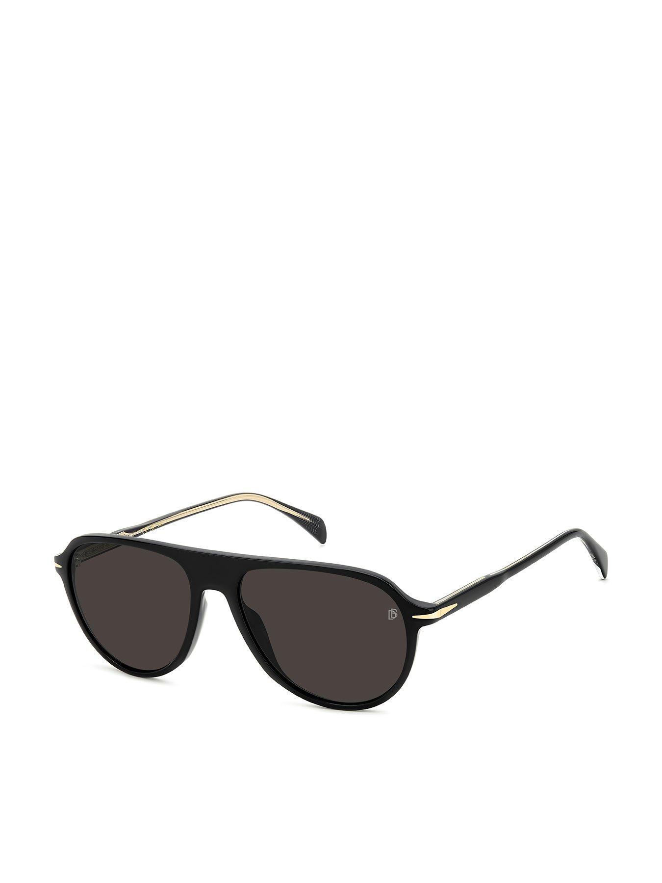 Eyewear by David Beckham Pilot Sunglasses- Black Acetate