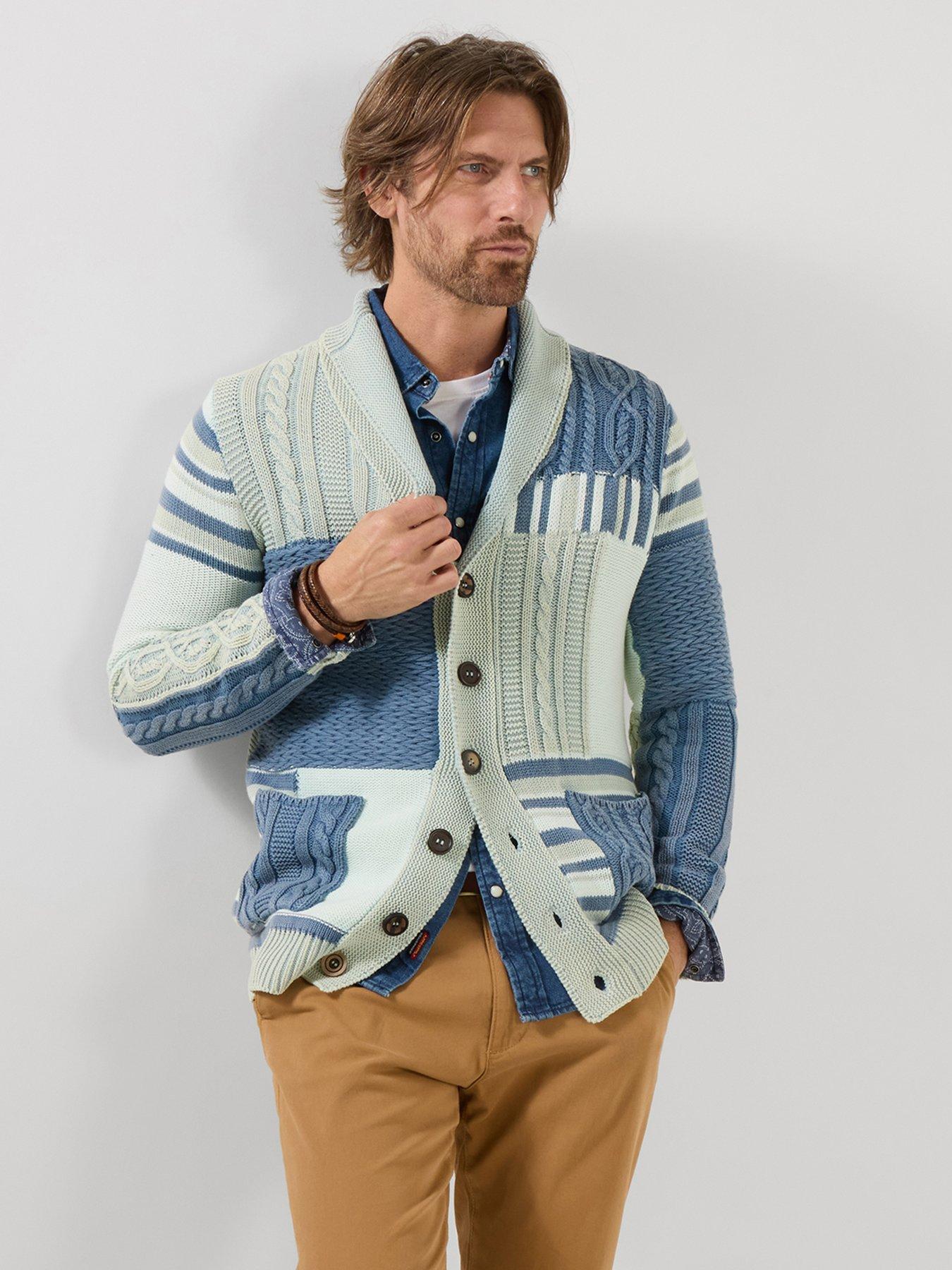Joe Browns Perfect Patch Knitted Cardigan, Blue, Size 3Xl, Men