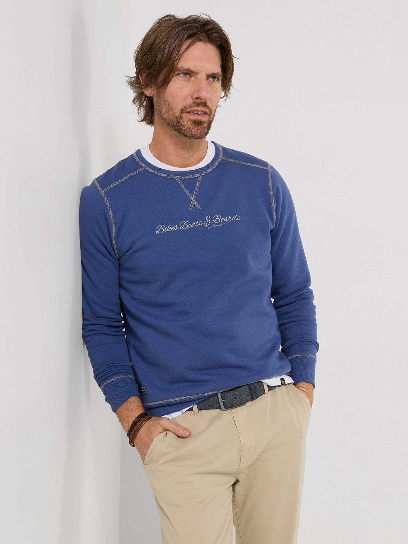 Joe Browns Bikes, Beats & Boards Crew Sweat, Blue, Size S, Men