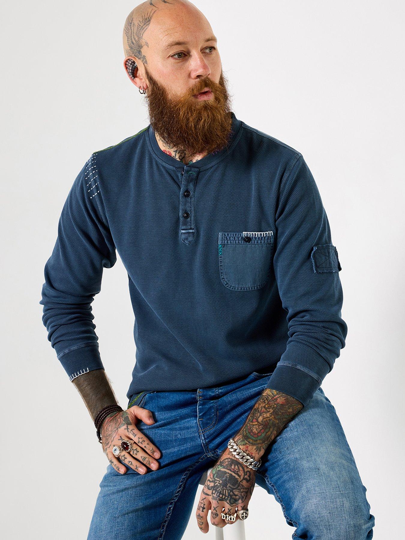 Joe Browns Wonderful Waffle Customised Long Sleeve Henley T-shirt