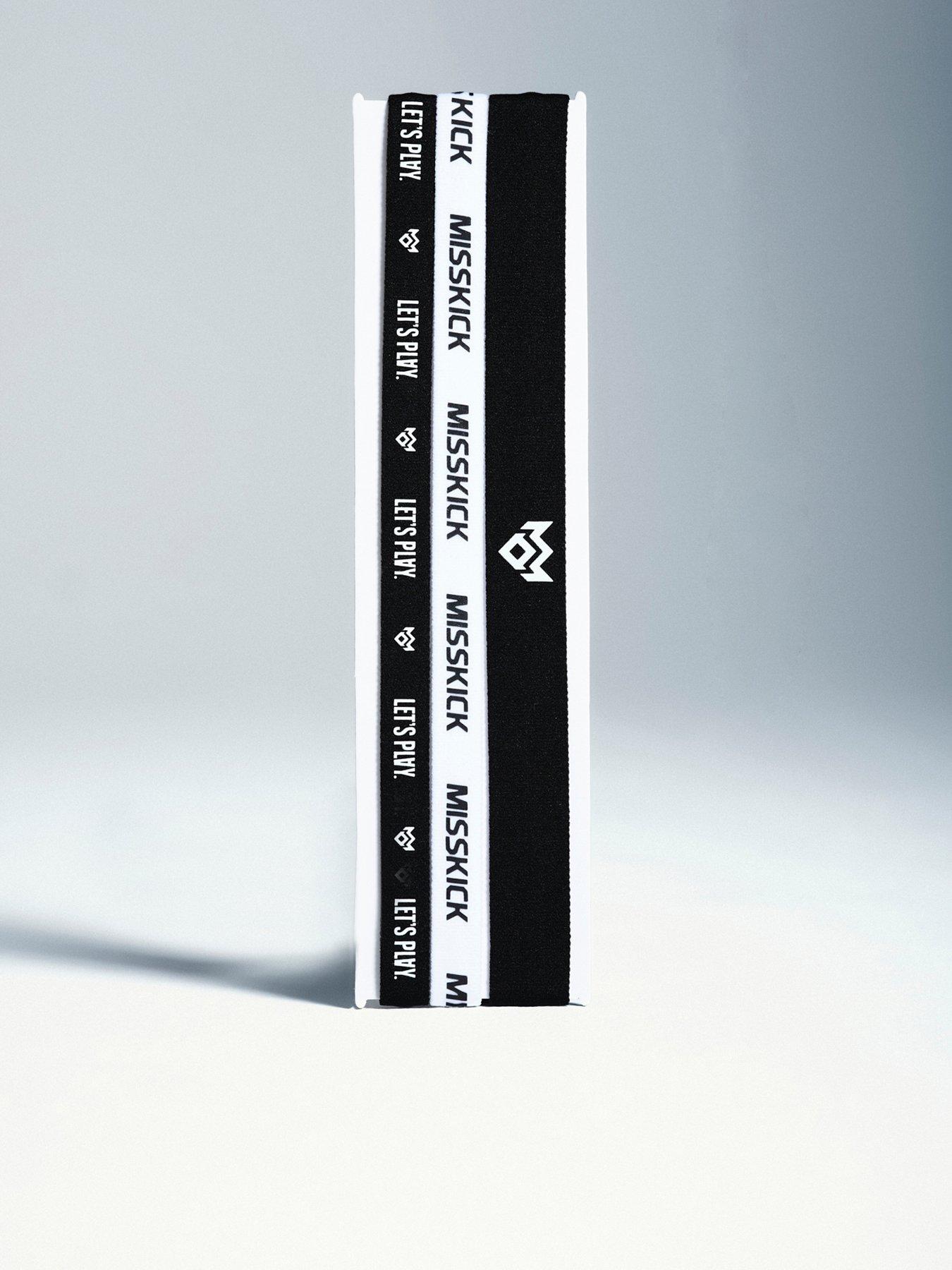 Image 1 of 2 of Miss Kick Womens Football Defensa Headbands 3 Pack - Black/White