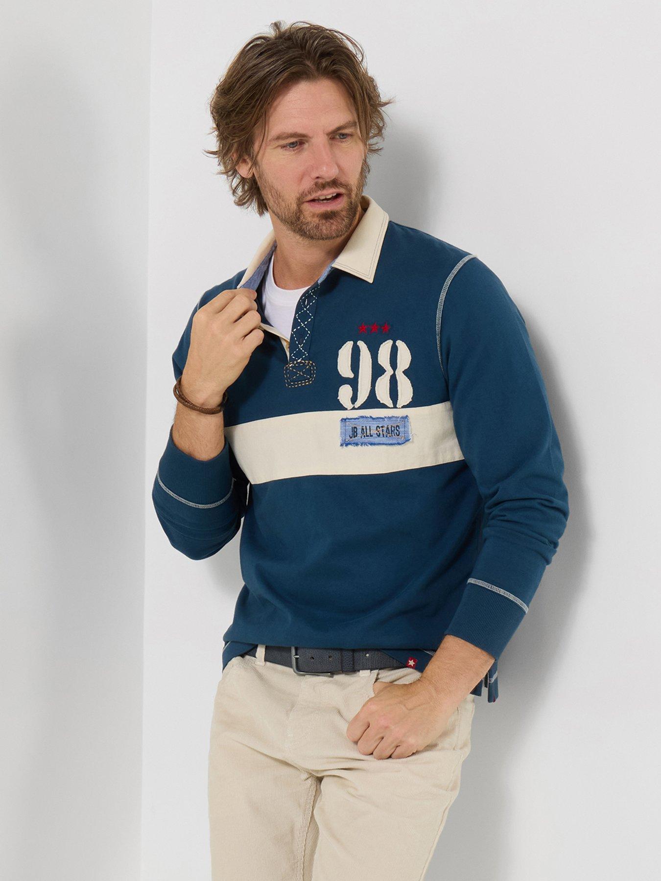 Joe Browns Remarkable Long Sleeve Rugby Polo Shirt, Blue, Size 2Xl, Men