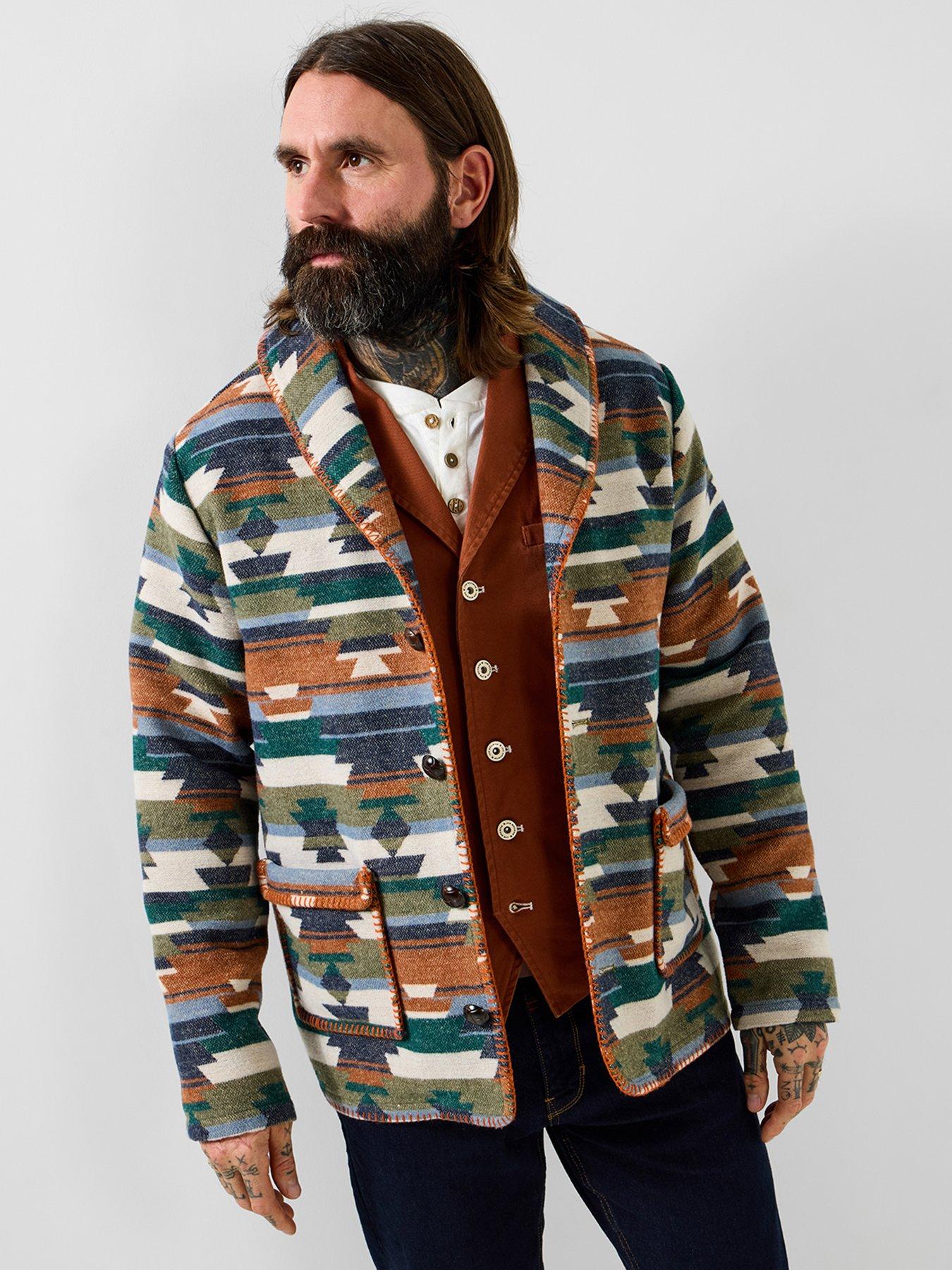 Joe Browns Brilliant Blanket Jacquard Jacket, Green, Size S, Men