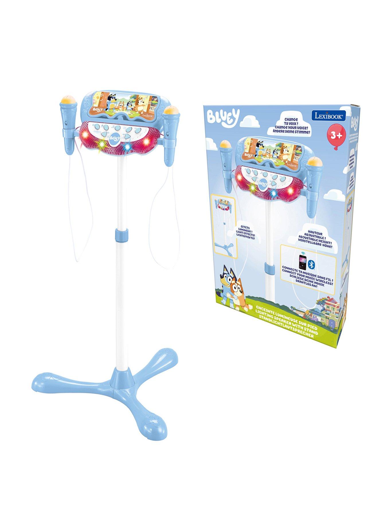 bluey-adjustable-stand-with-2-mic-with-voice-effects-lights-speaker-bluetooth-speaker