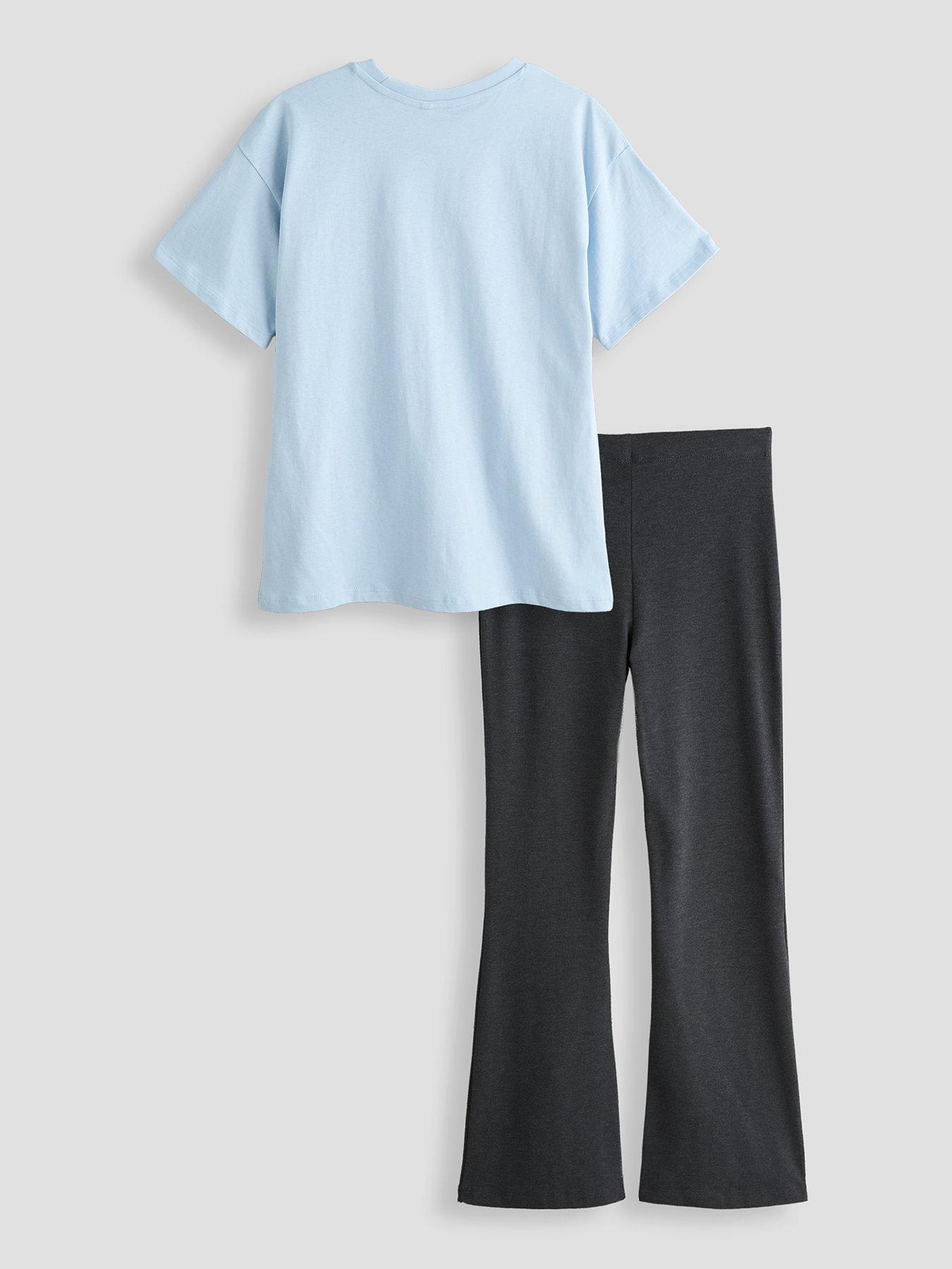 Image 2 of 5 of The Very Collection Girls Oversized Short Sleeve T-shirt And Flared Legging Outfit - Blue