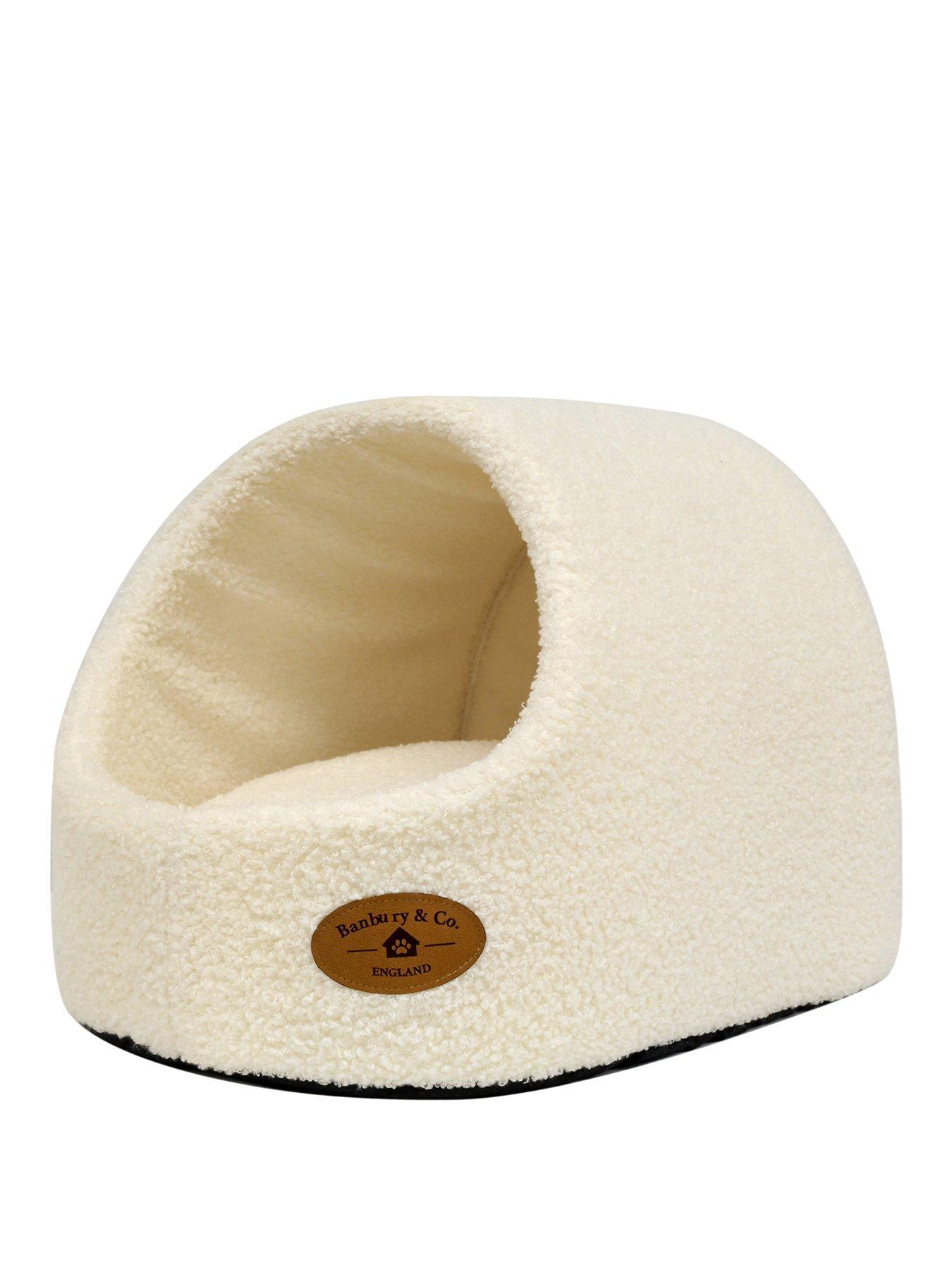 Banbury & Co Almond Teddy Boucle Cat Igloo