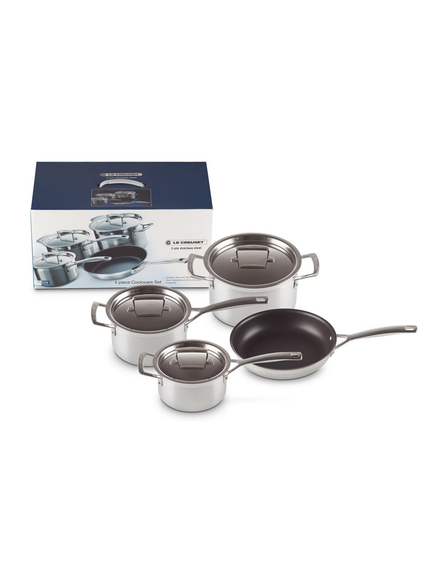 Le Creuset Classic 3-ply Stainless Steel 4-Piece Cookware Set | Very