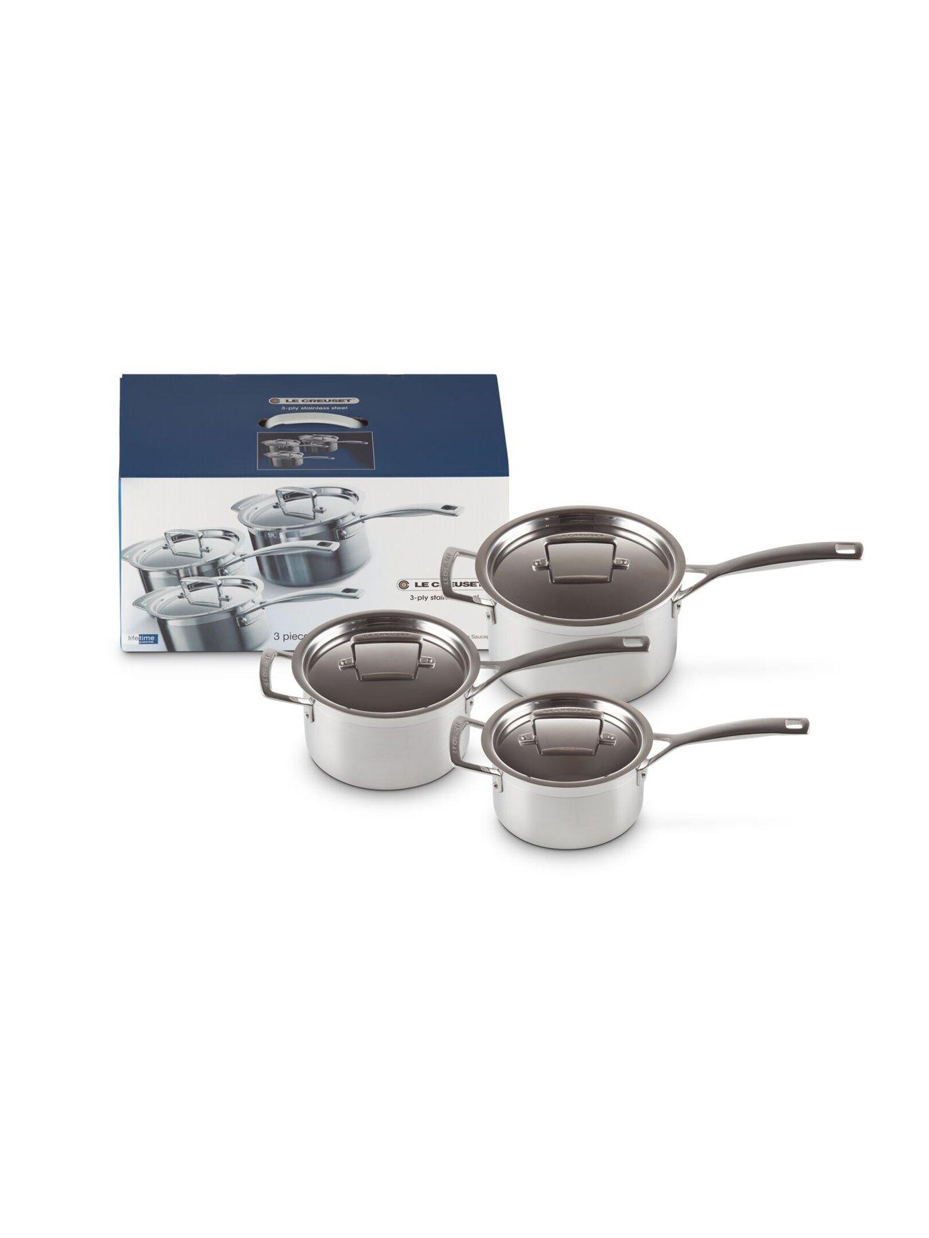 Image 2 of 3 of Le Creuset Classic 3-ply Stainless Steel 3-Piece Saucepan Set