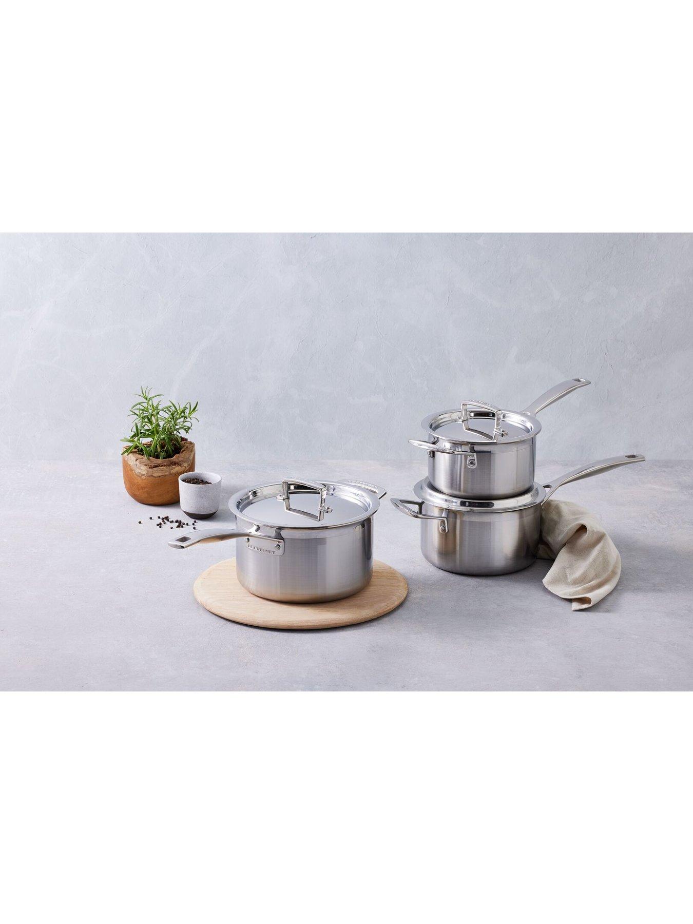 Image 3 of 3 of Le Creuset Classic 3-ply Stainless Steel 3-Piece Saucepan Set