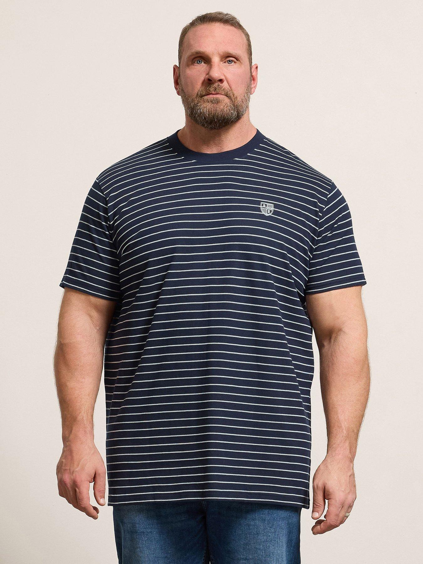 BadRhino Pique Stripe Longline T-Shirt, Blue, Size 2Xl, Men
