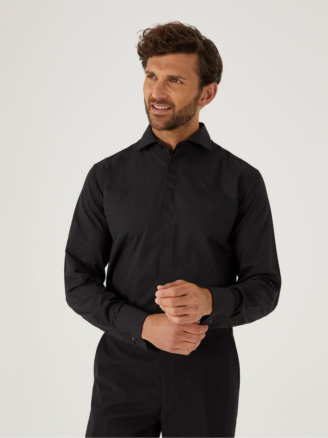 Skopes Plain Tailored Fit Long Sleeve Dress Shirt - Black | Very