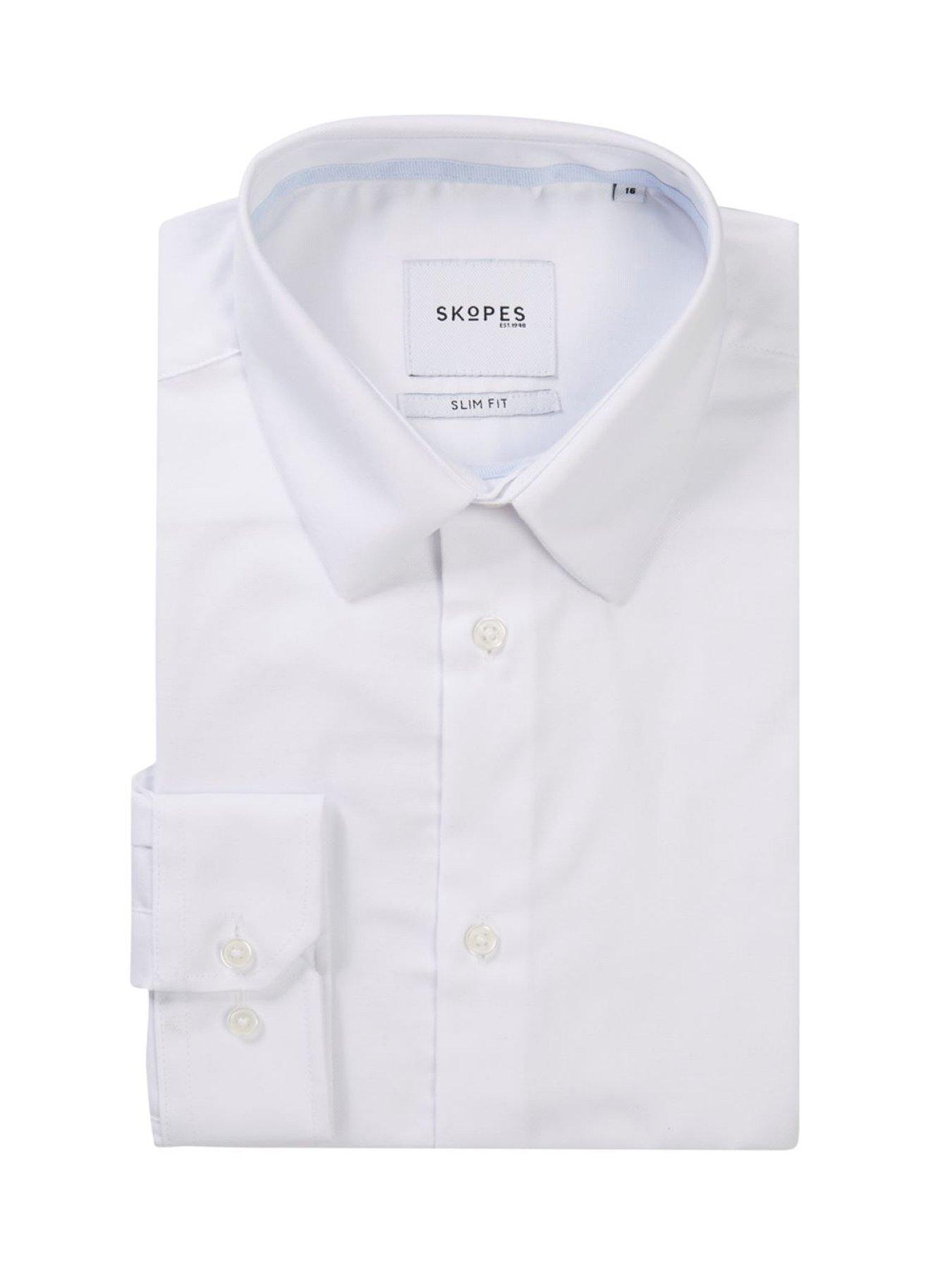 Image 4 of 4 of Skopes Contemp Slim Fit Pinpoint Oxford Plain Shirt - White