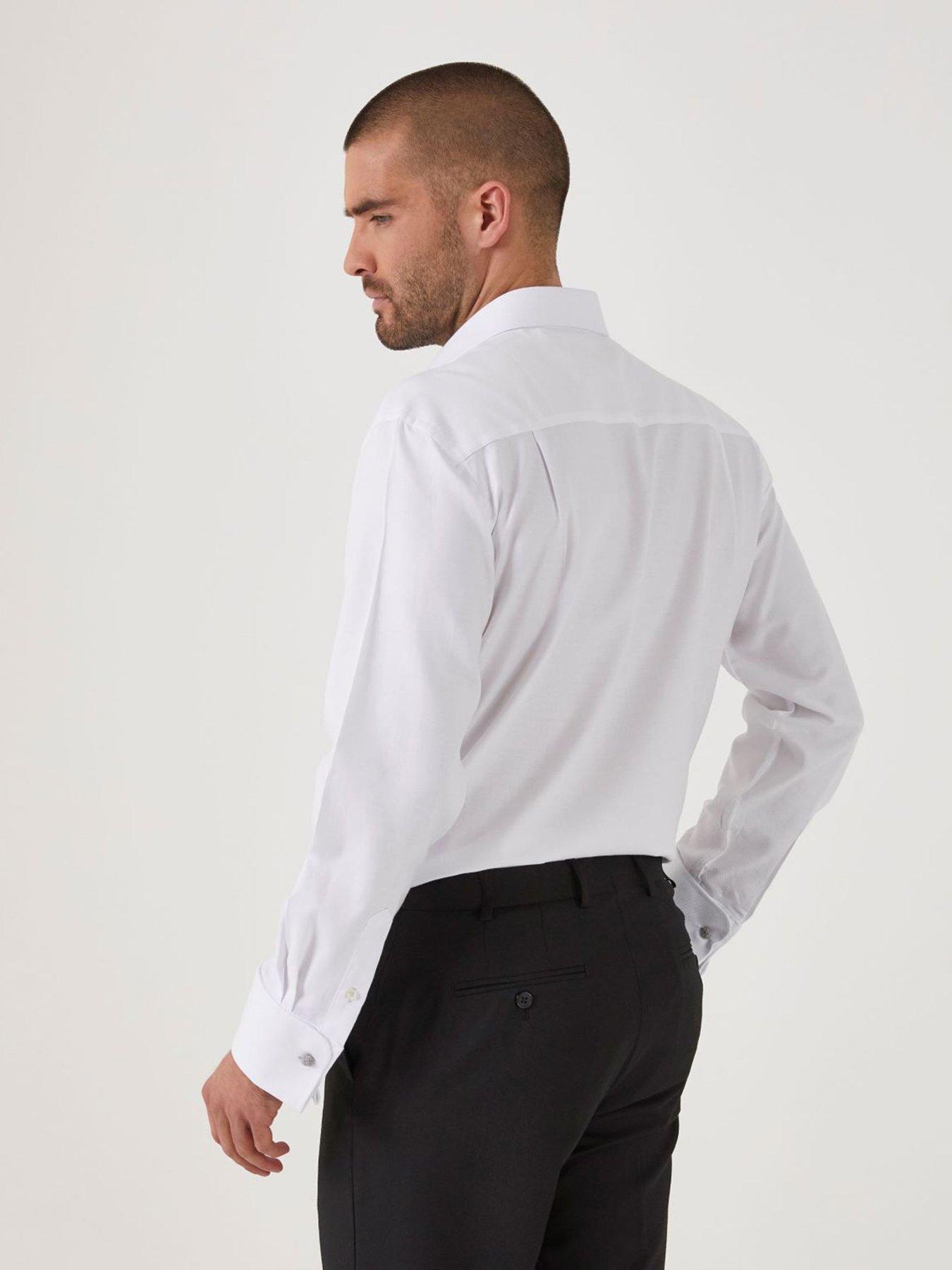 Image 2 of 5 of Skopes Premium Tailored Fit Dobby Long Sleeve Shirt - White