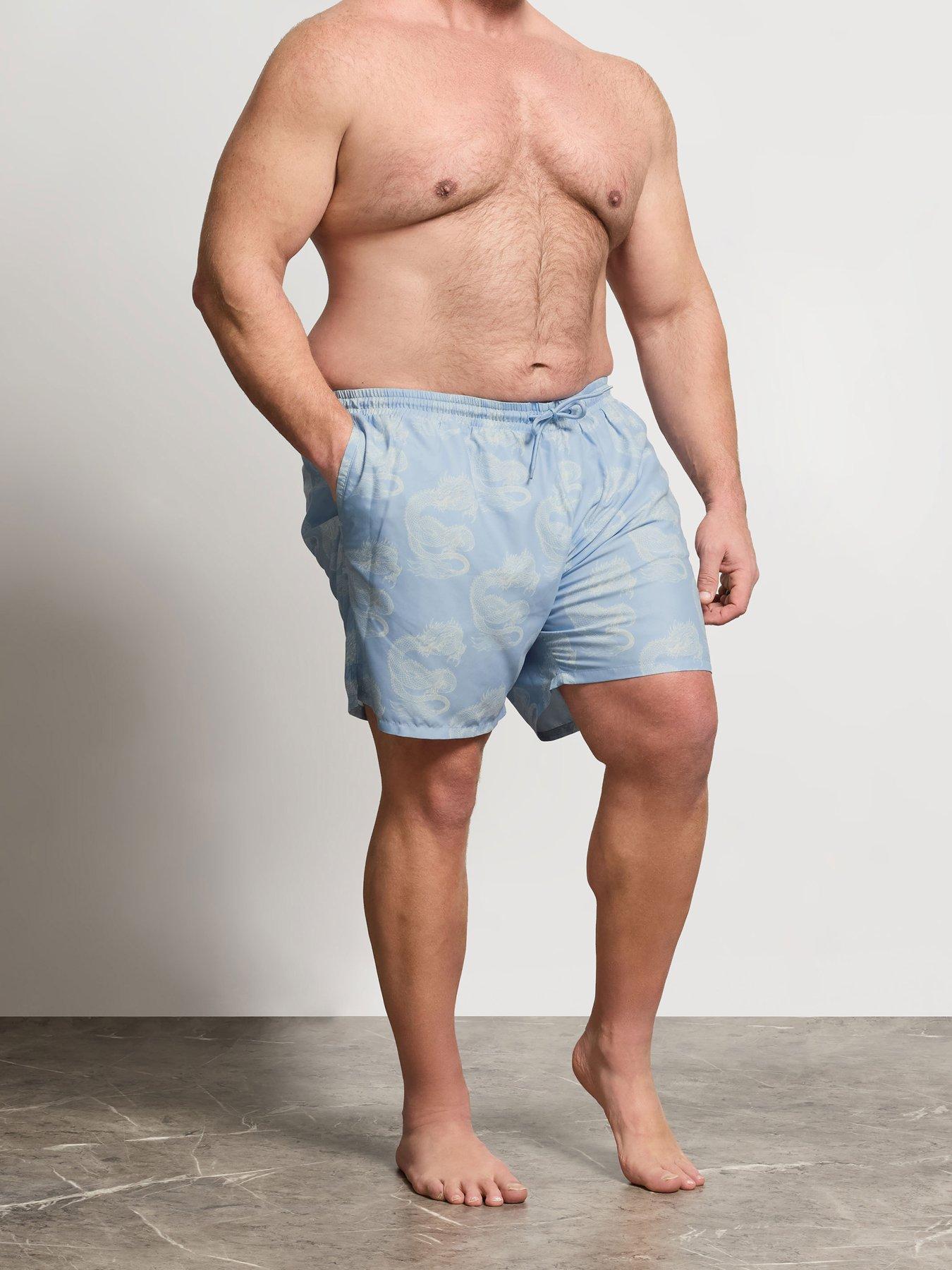 BadRhino Dragon Printed Swim Shorts, Blue, Size 2Xl, Men