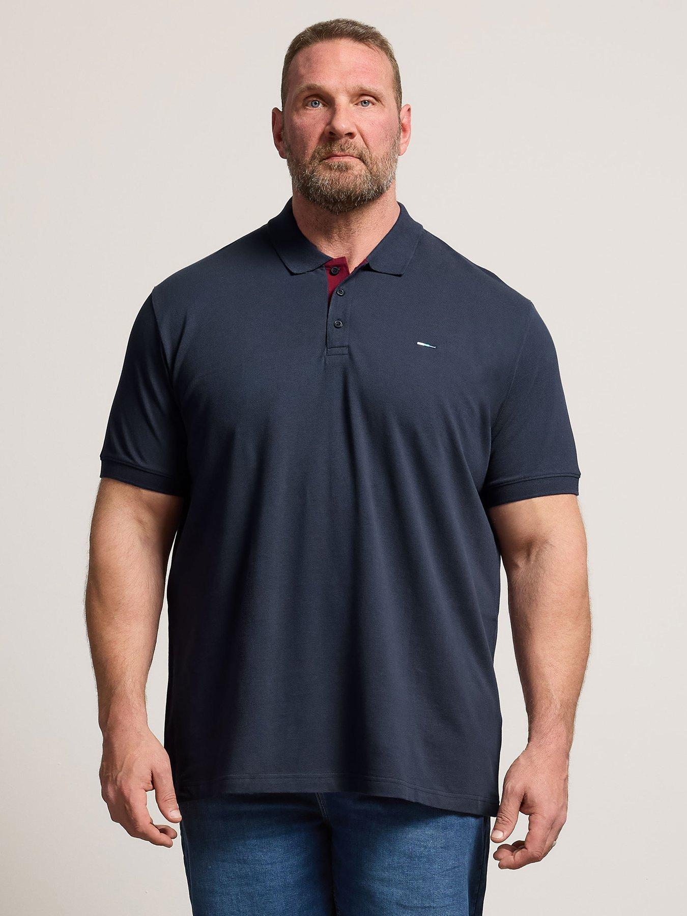 BadRhino Contrast Placket Polo Shirt, Blue, Size 7-8Xl, Men