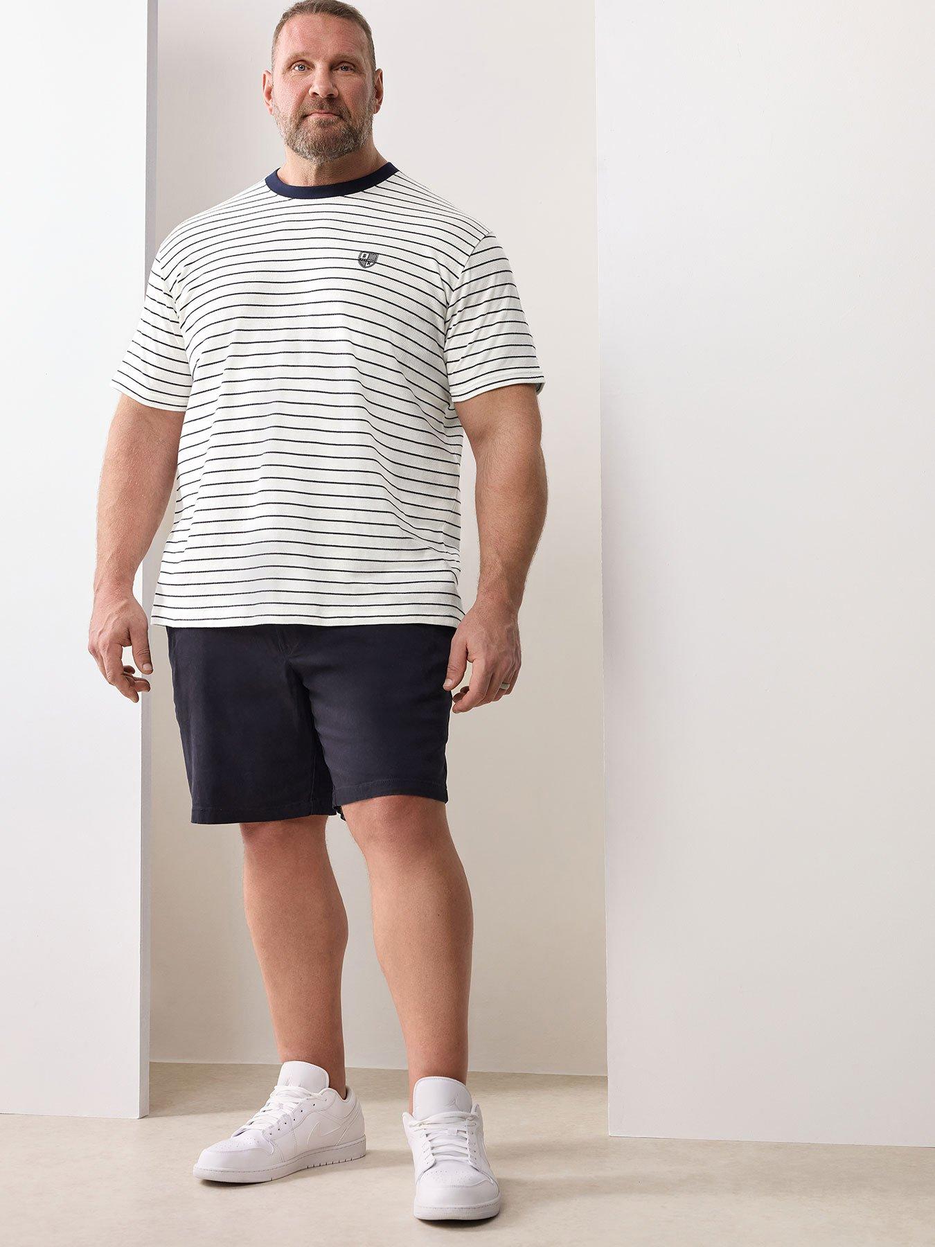 BadRhino Pique Stripe Longline T-Shirt - Natural