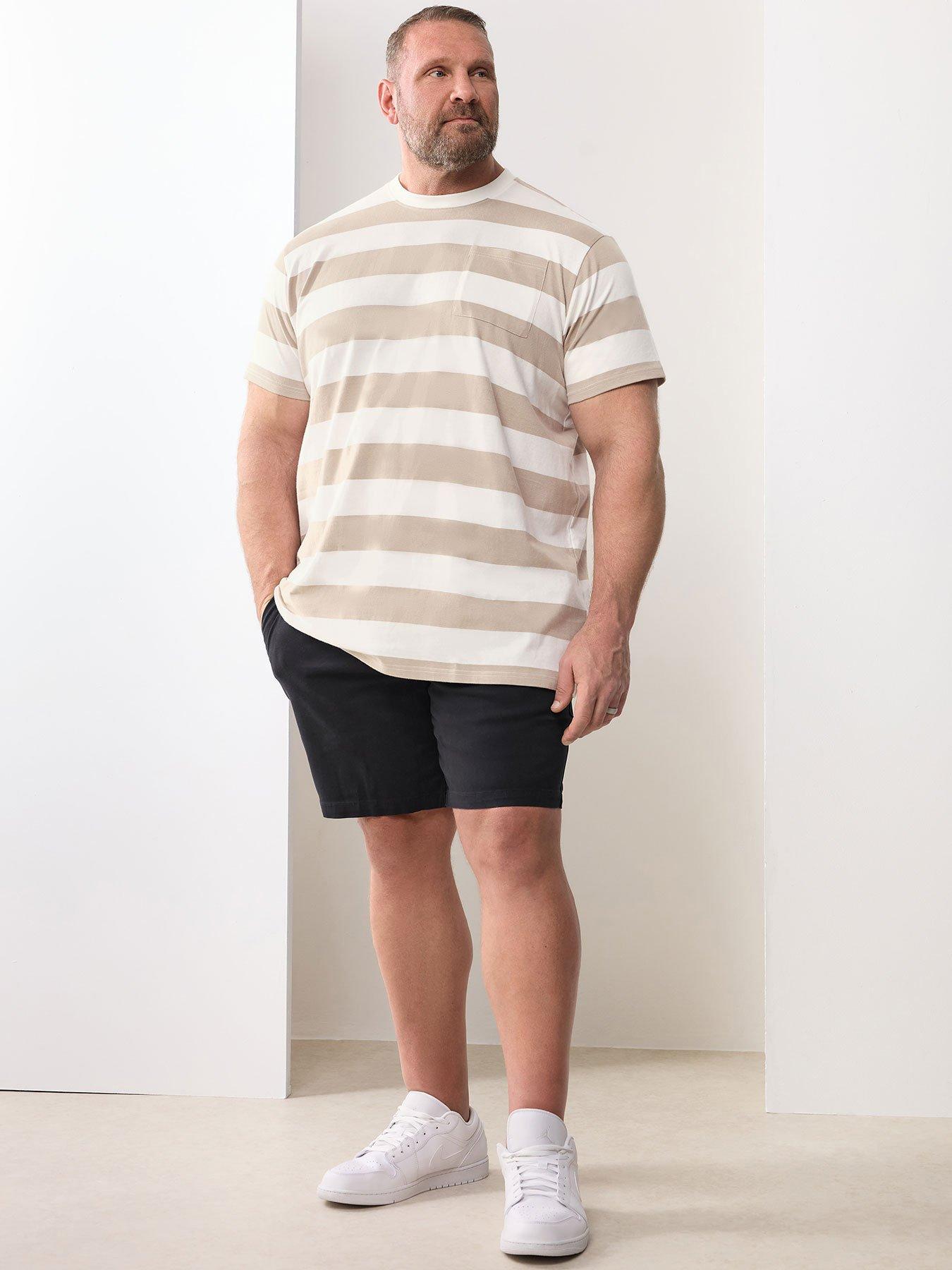 BadRhino Striped Extra Long T-Shirt - Natural