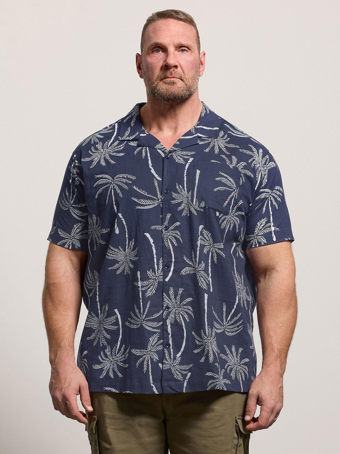 BadRhino Palm Tree Print Shirt, Blue, Size 3Xl, Men