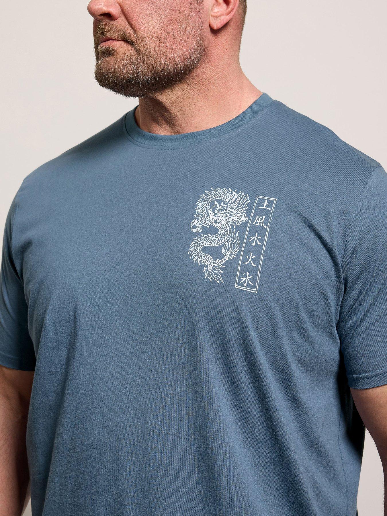 Image 4 of 4 of BadRhino Double Dragon Longline T-Shirt - Blue